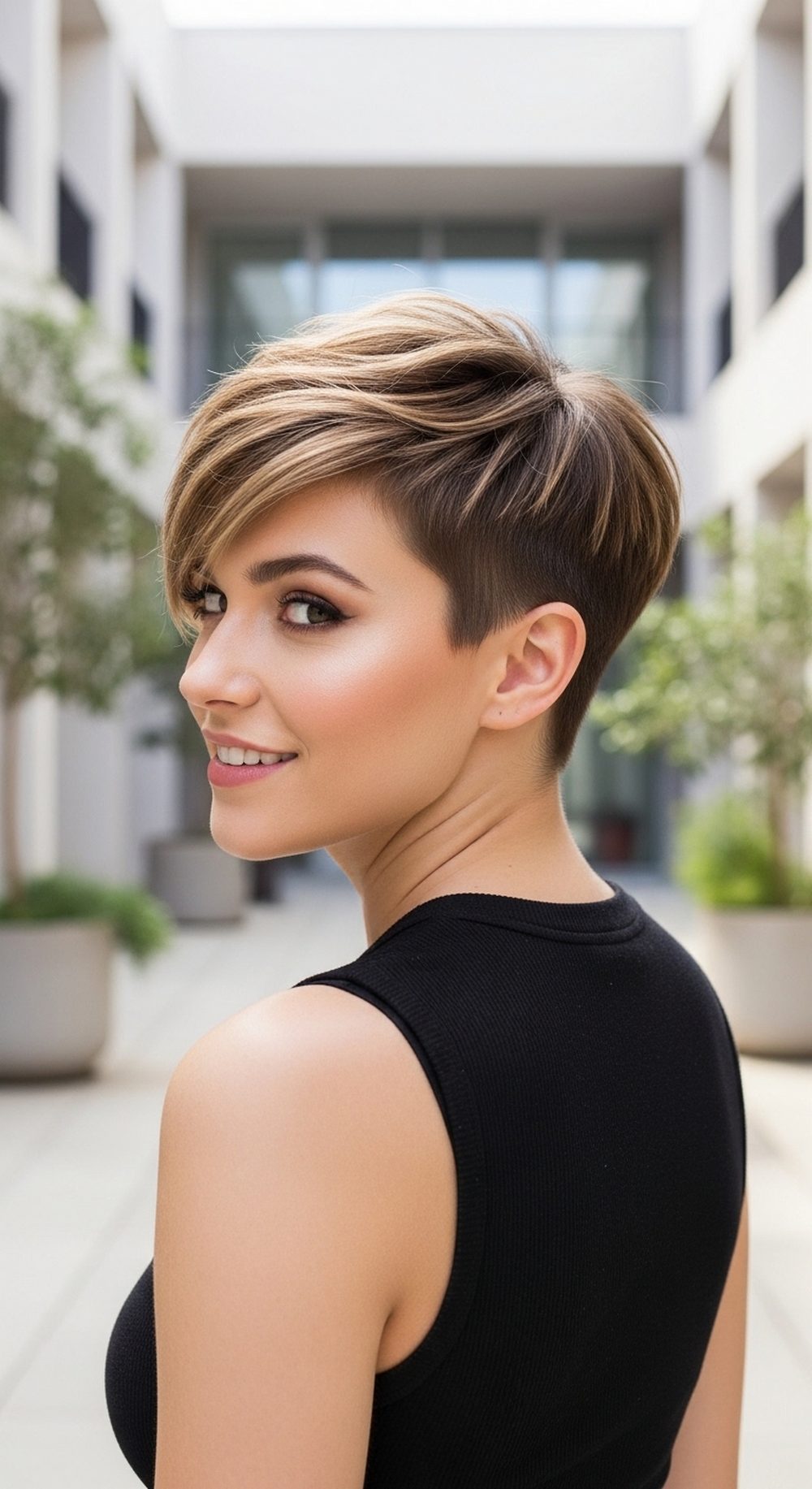 Bixie Cut with Undercut Nape Hairstyle
