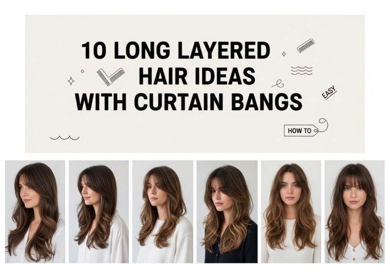 Long Layered Hair Ideas With Curtain Bangs Hairstyle