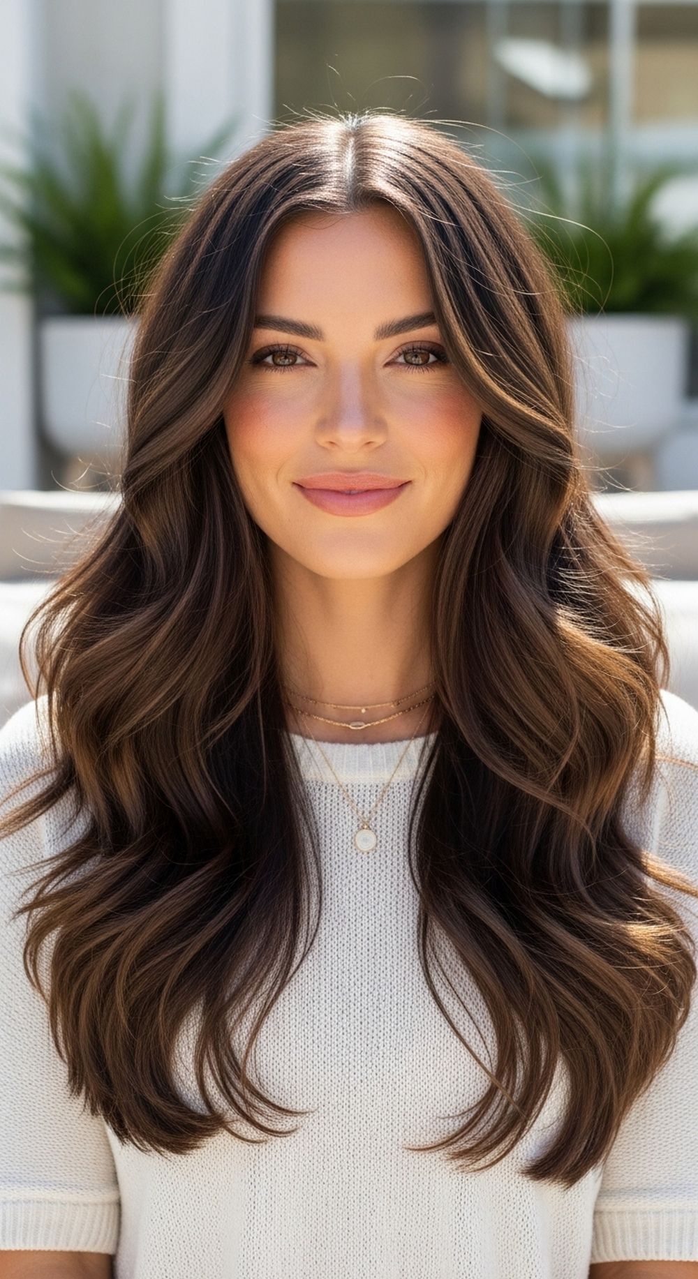 Beach Waves Long Layers Middle Part Hairstyle
