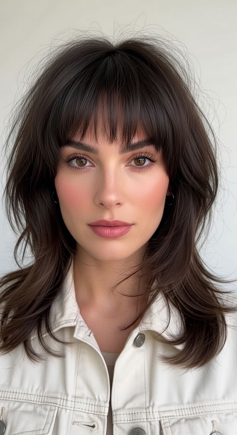 Bowl Bangs with Shaggy Layers Hairstyle