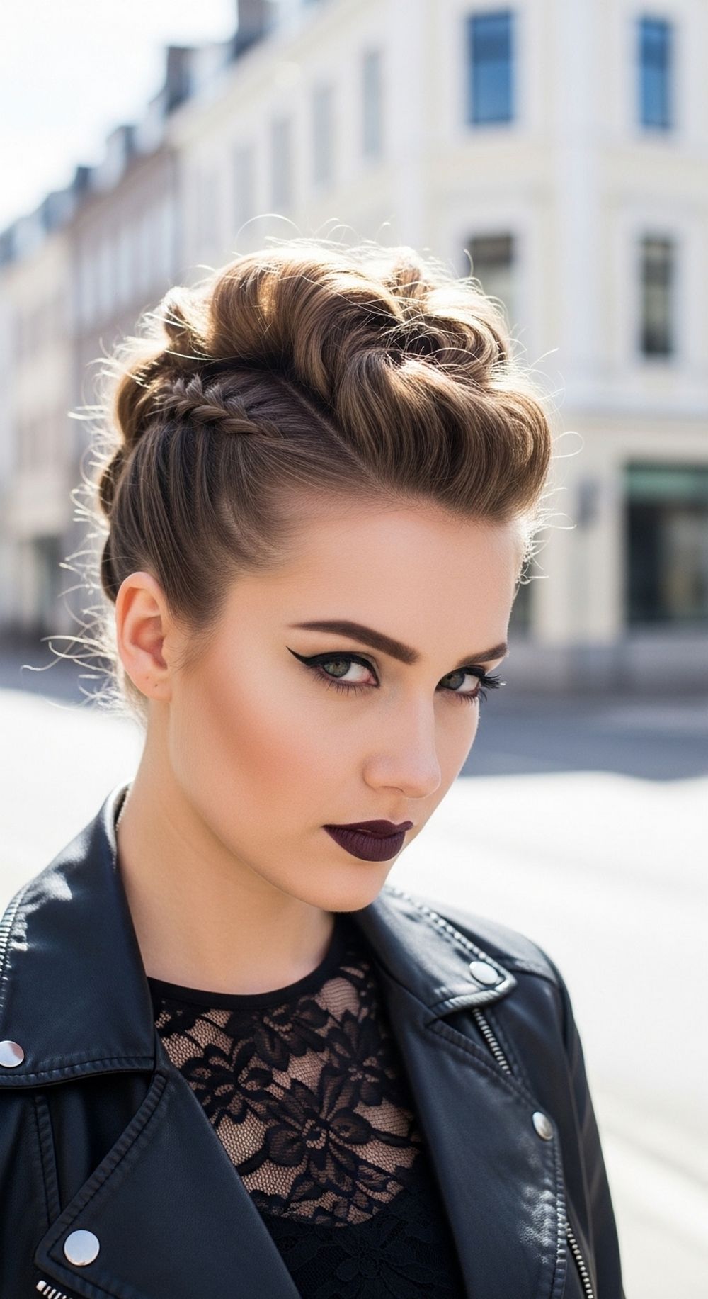 Braided Faux Hawk Romantic Goth Updo Hairstyle