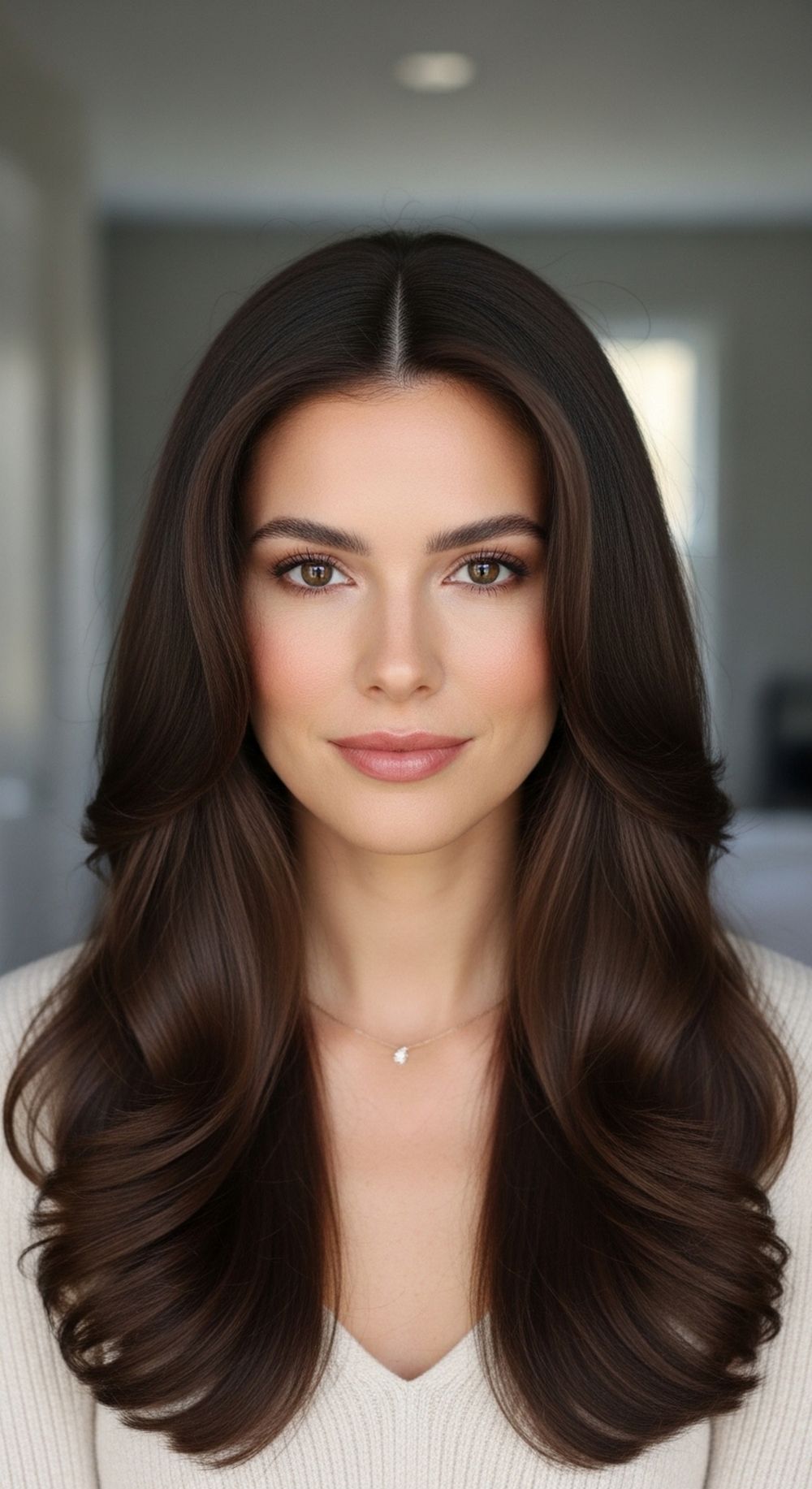 Classic Center-Part s Blowout Long Hair Hairstyle