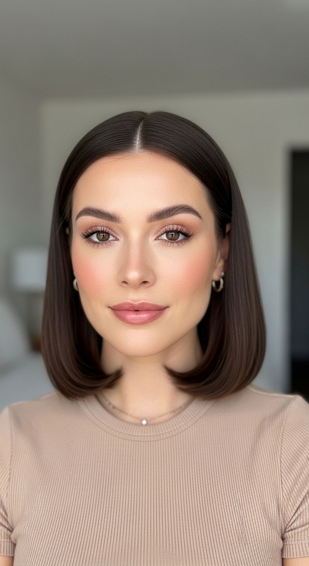 Classic Smooth Rounded Lob Hairstyle