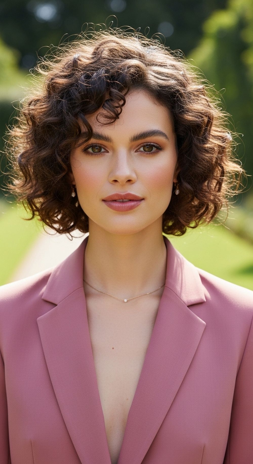 Curly Rounded Lob Hairstyle