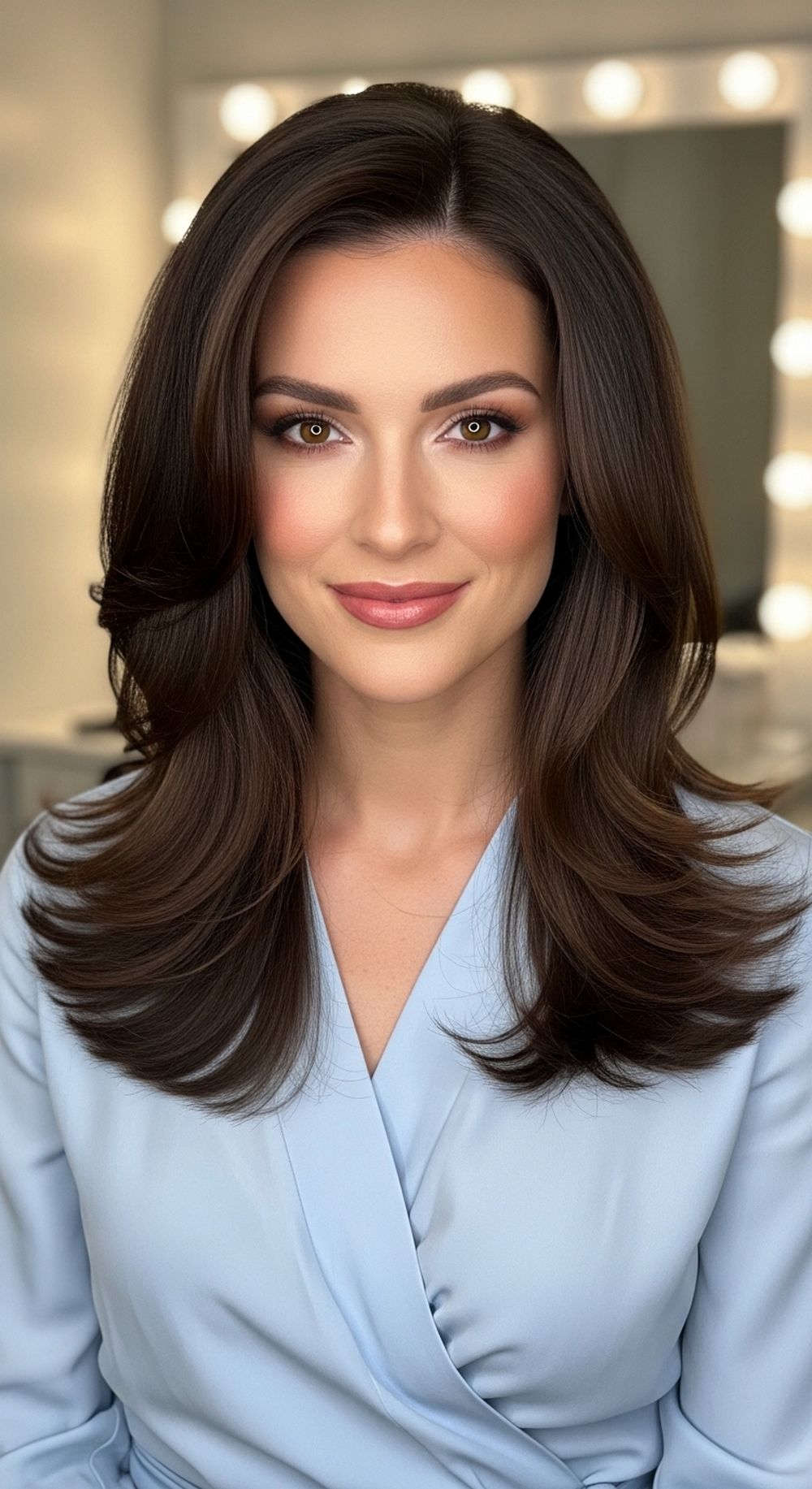 Curtain Layer Bombshell Blowout Hairstyle