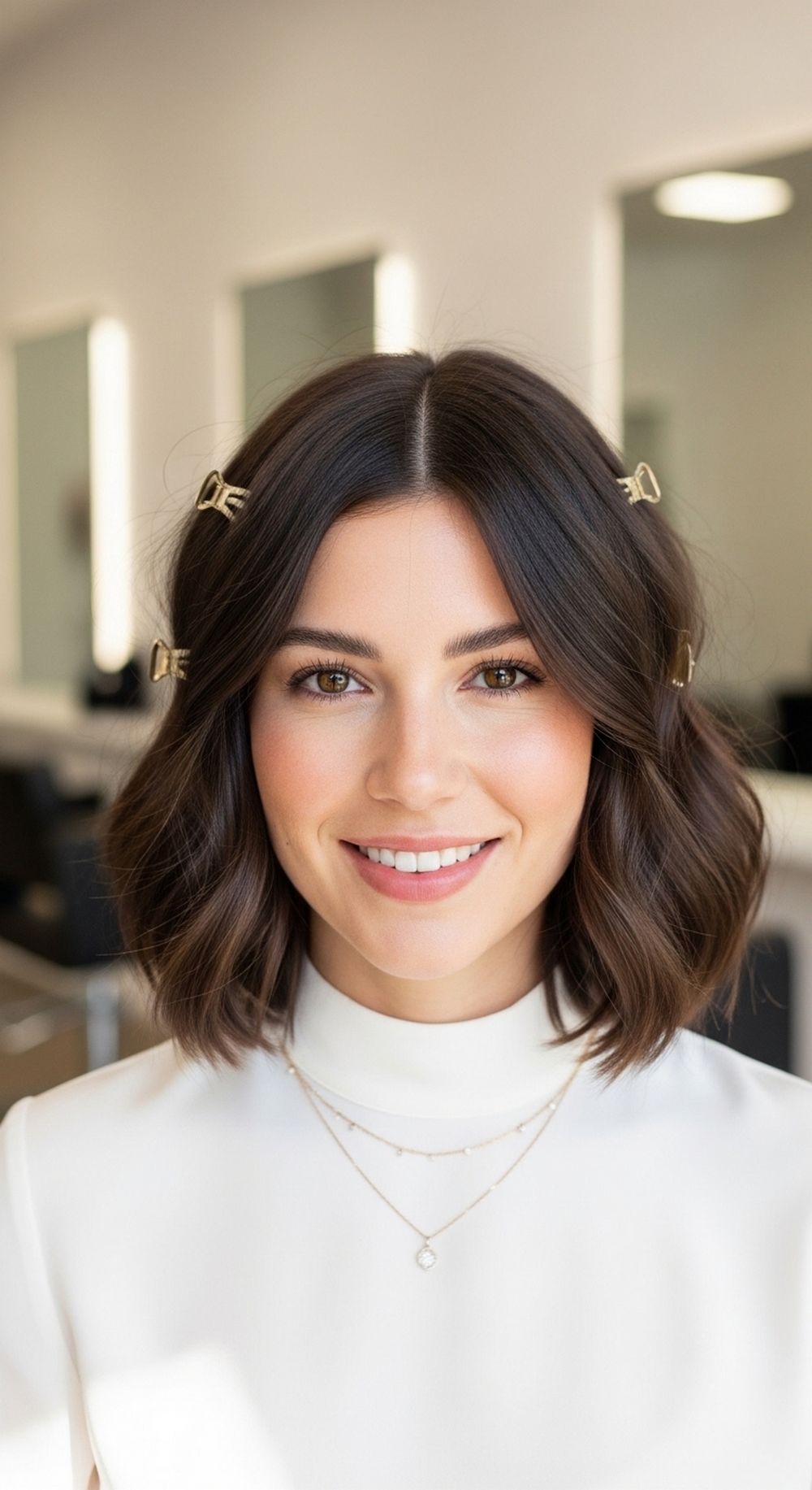 Face-Framing Mini Claw Clip Bob Hairstyle