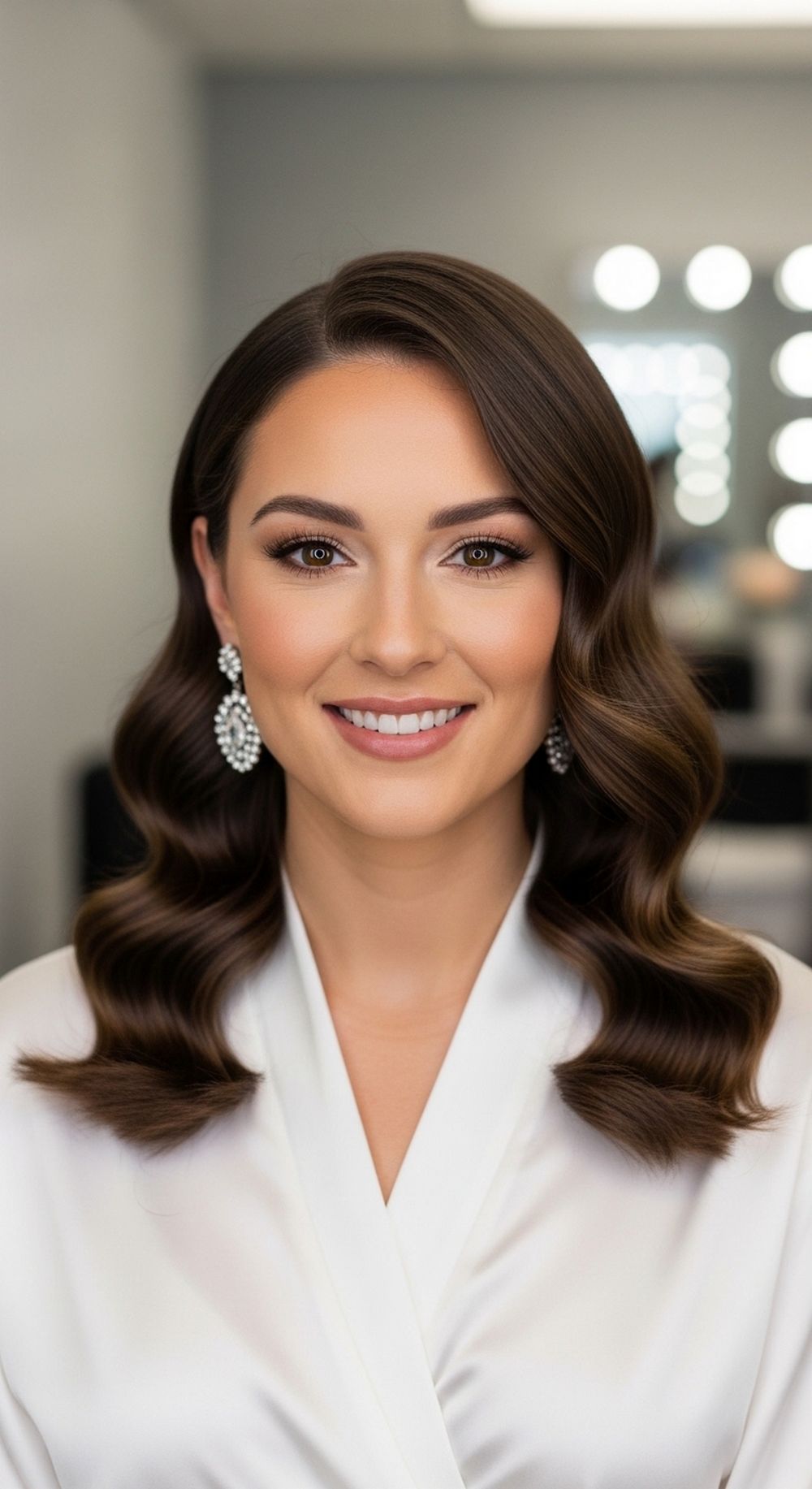 Hollywood Waves with Tucked-Back Side Wedding Hairstyle