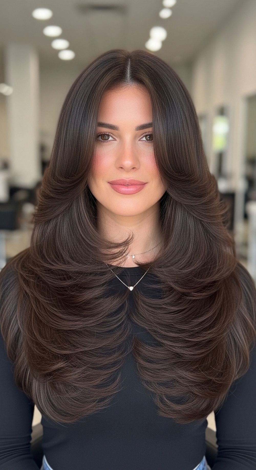 Lightweight Long Layers for Thick Hair Middle Part Hairstyle