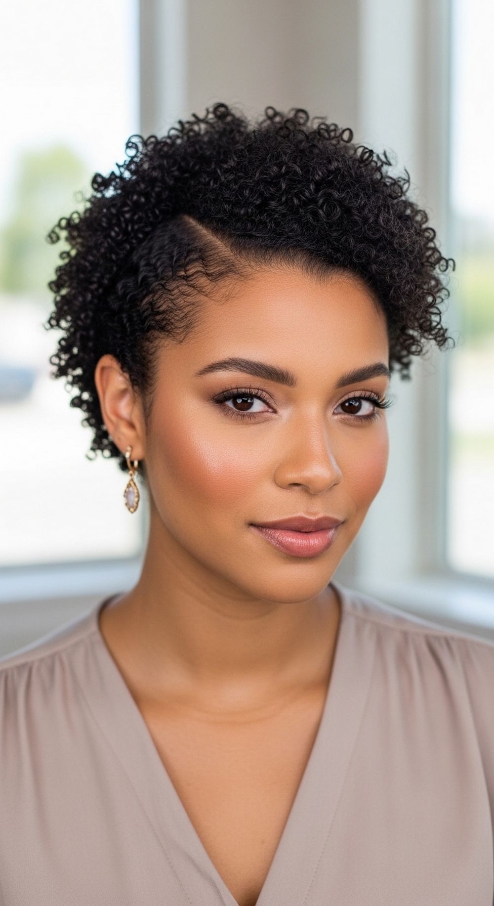 Low Puff with Side Part Hairstyle