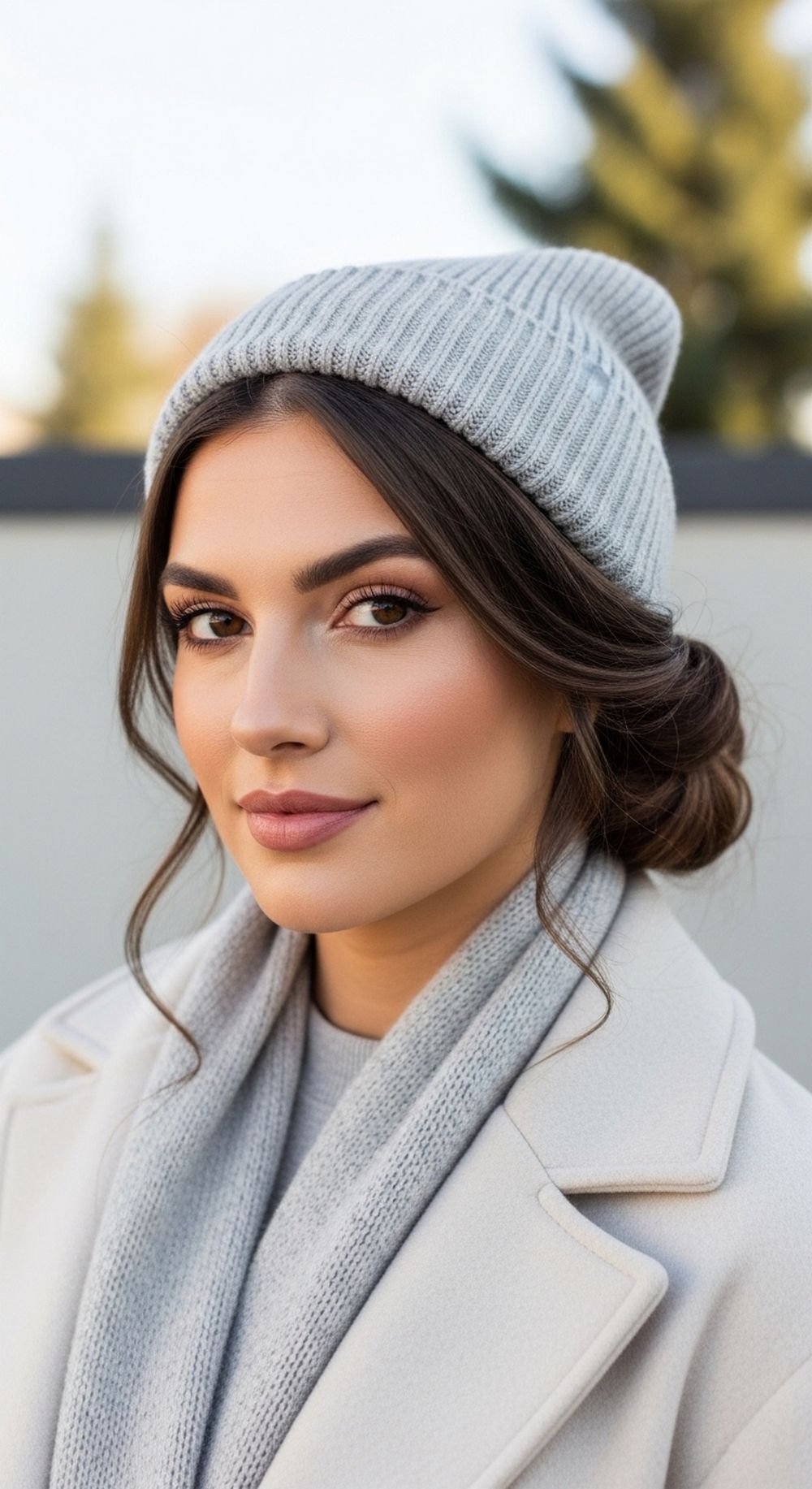 Low Textured Bun with Hat Hairstyle