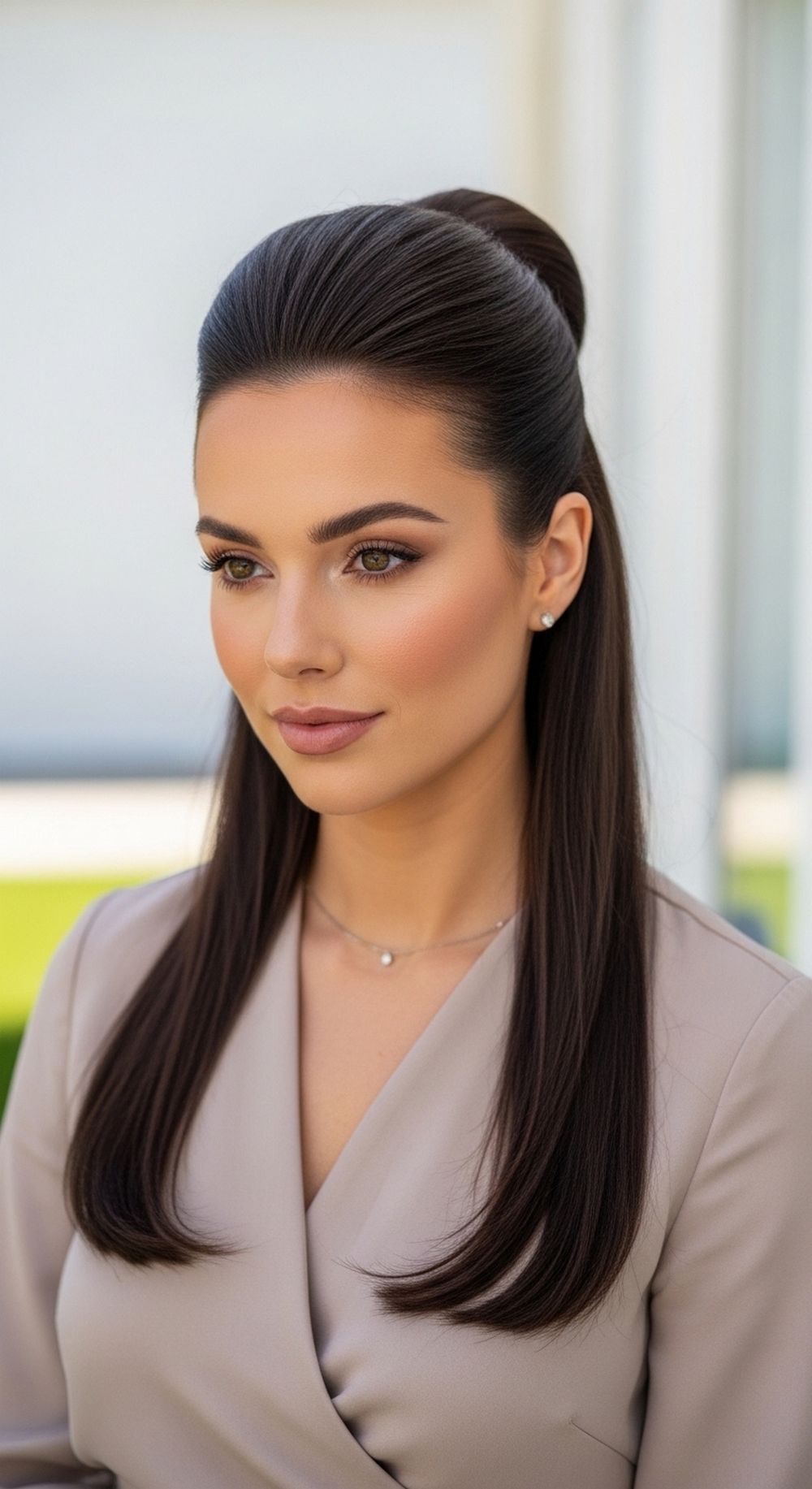 Polished Slick Half-Up Hairstyle