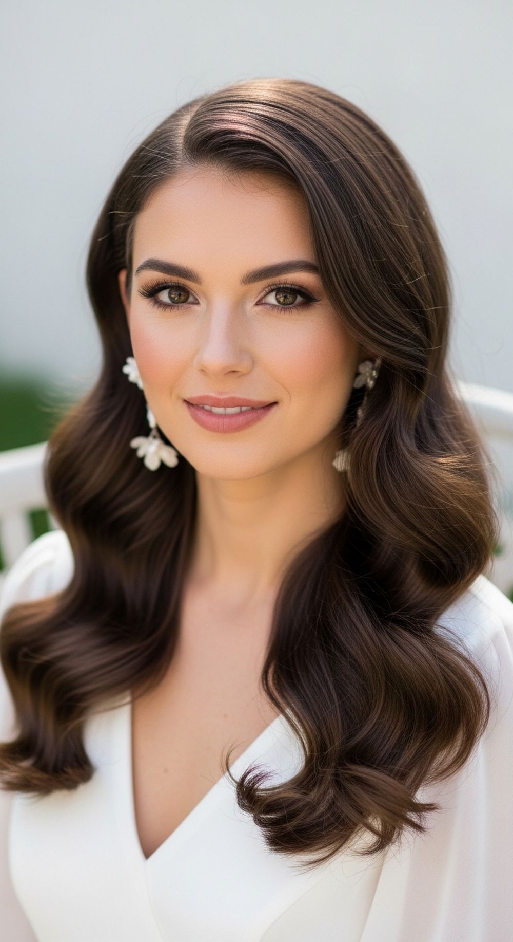 Romantic Brushed Hollywood Waves Wedding Hairstyle