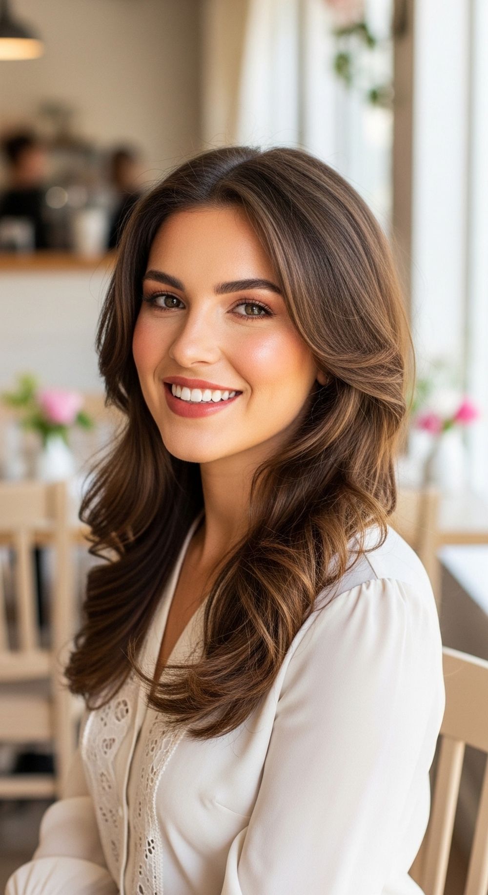 Romantic Halo Curls with Face-Framing Layers Hairstyle