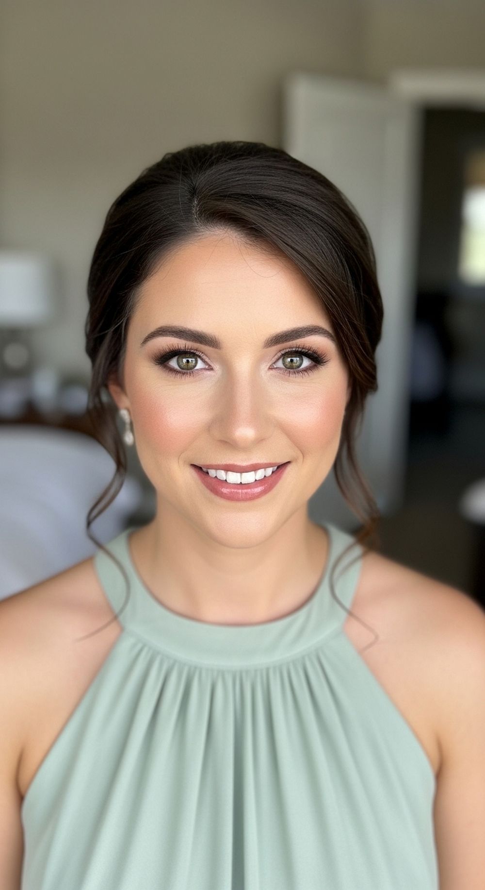 Romantic Low Updo for Halter Dress Hairstyle