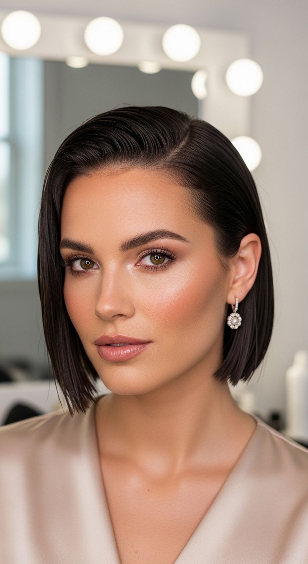 Sharp Wet-Look Bob Hairstyle