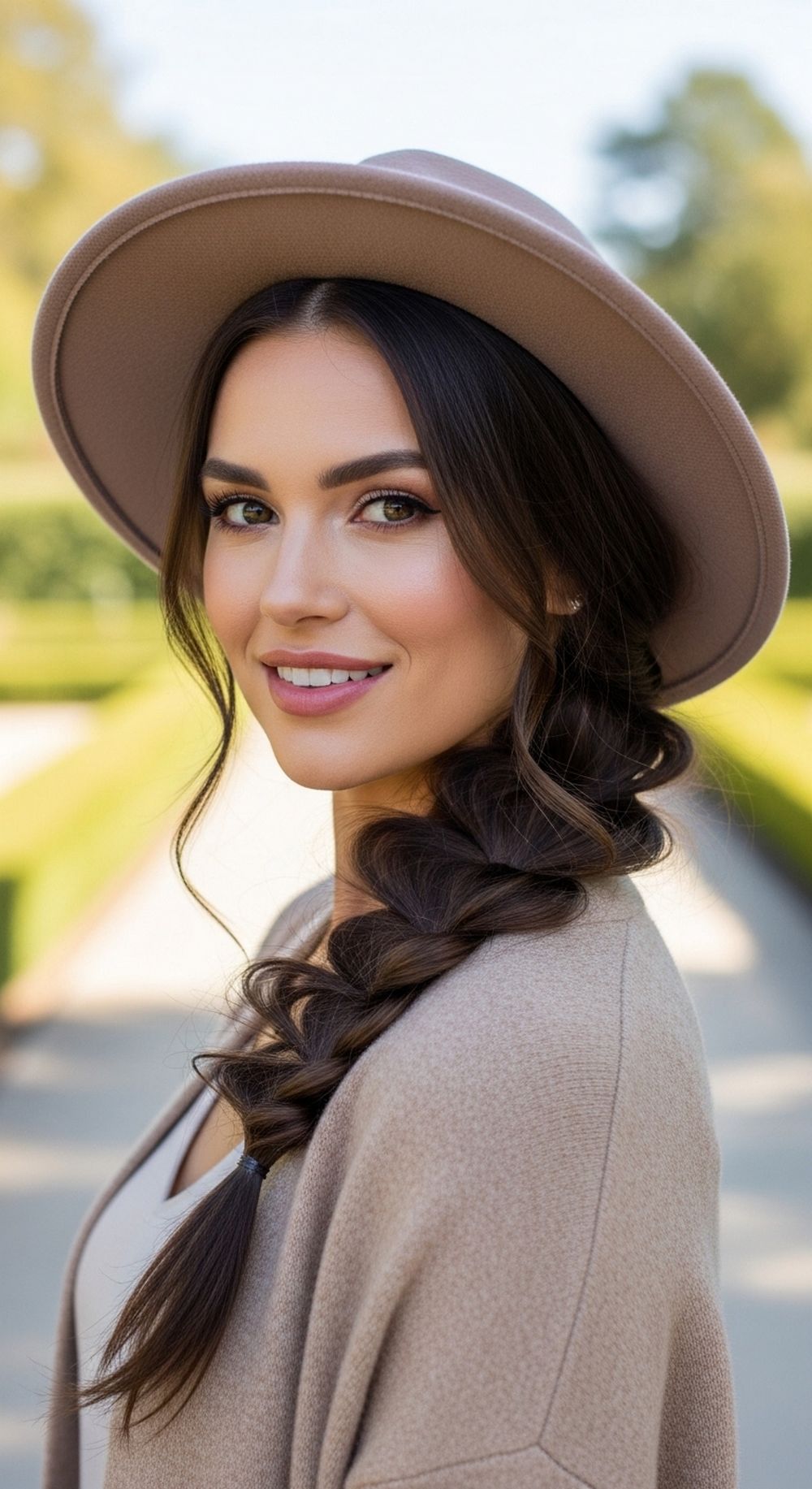 Side Braid Hat Hairstyle