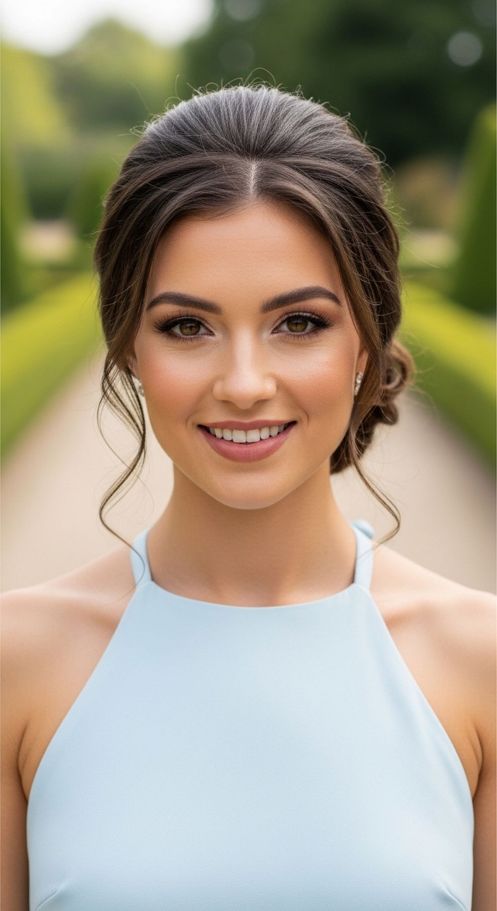 Side Bun for Halter Dress Hairstyle