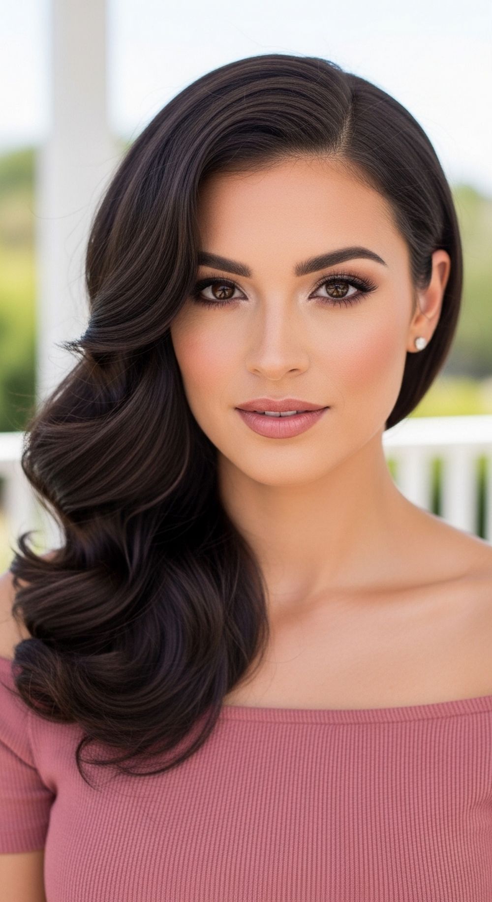 Side-Part Sculptural Curls Hairstyle