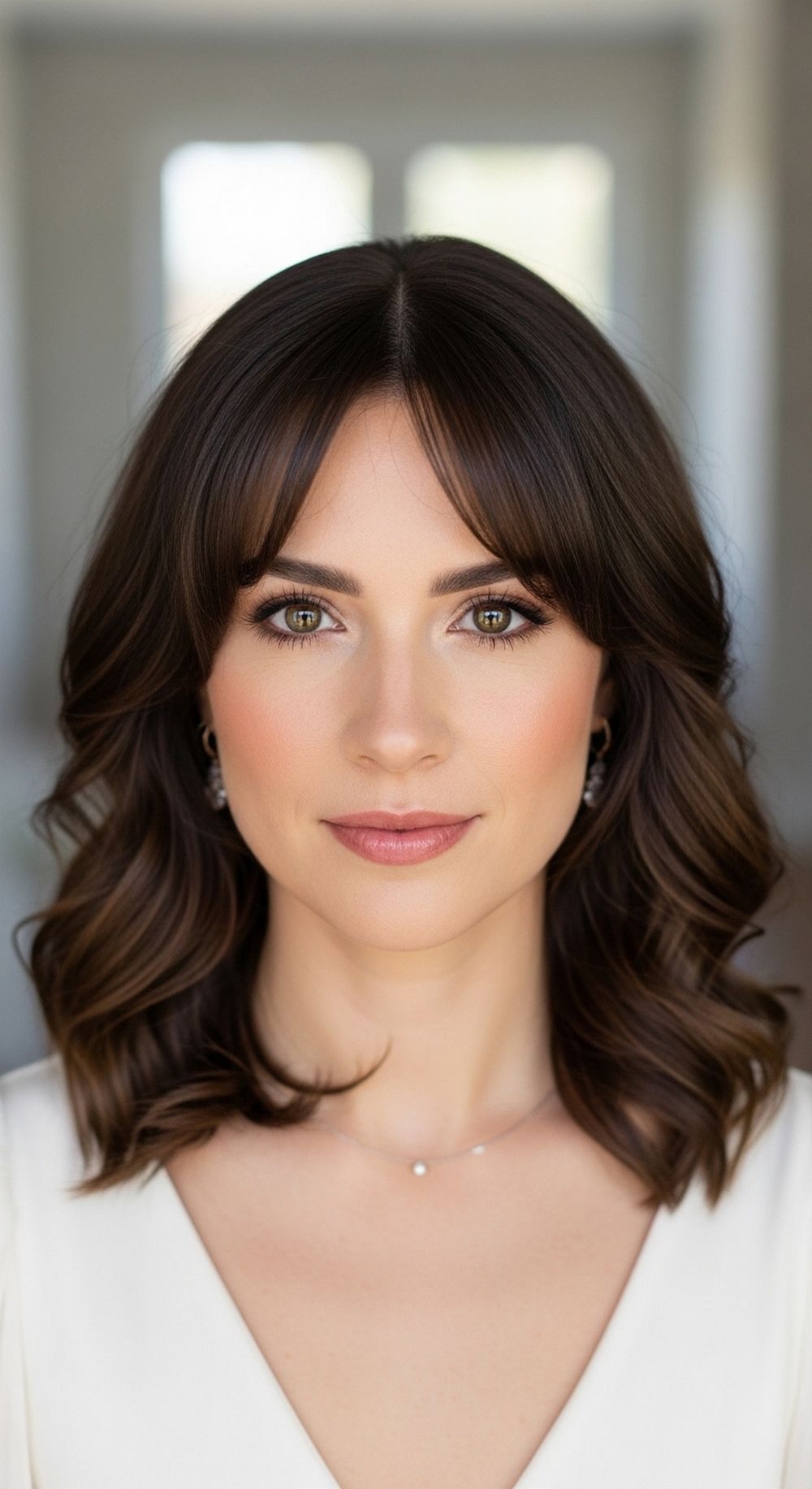 Soft Curled Side Swept Bangs Hairstyle