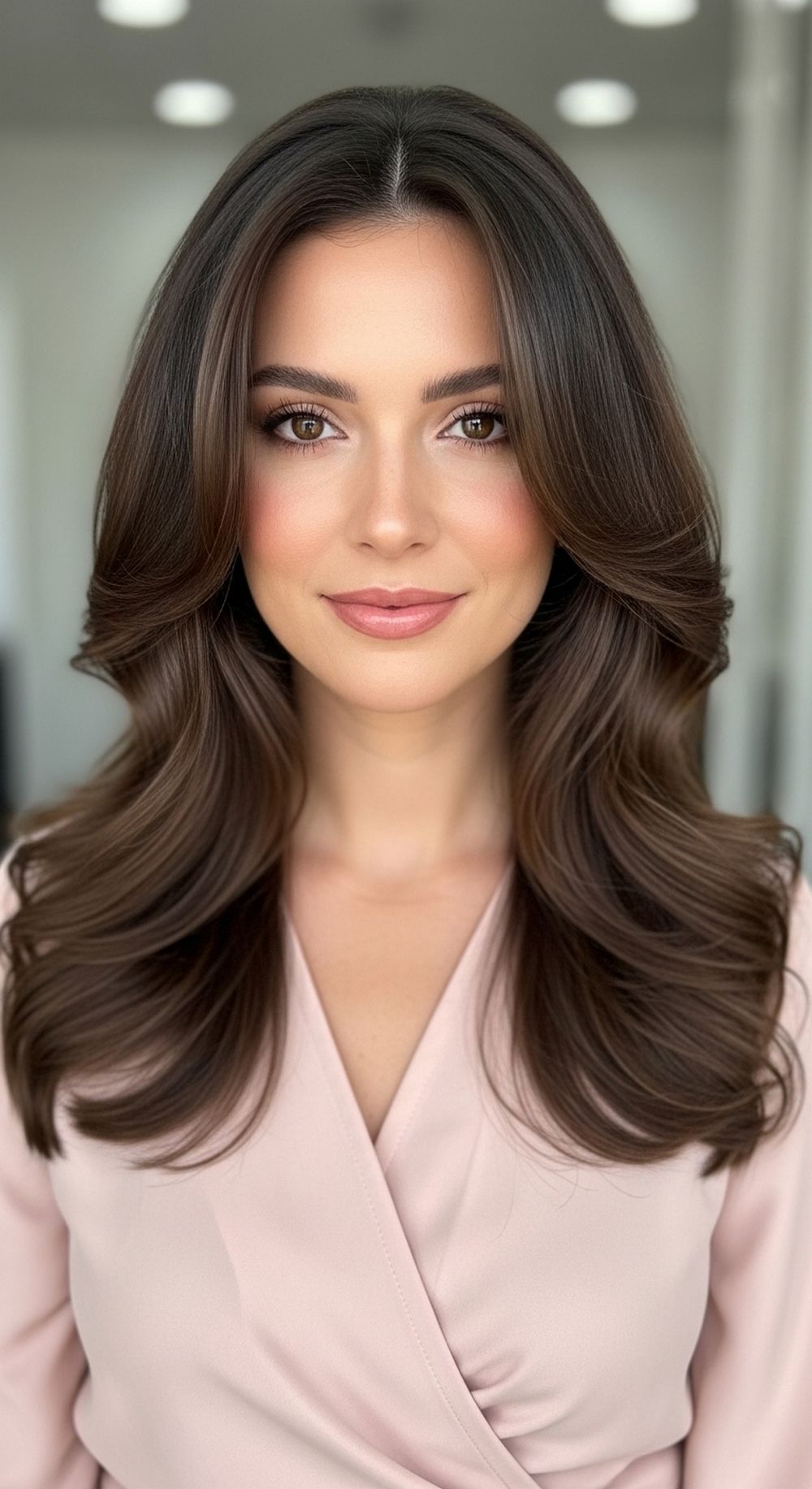 Soft Romantic Waves with Face-Framing Layers Hairstyle