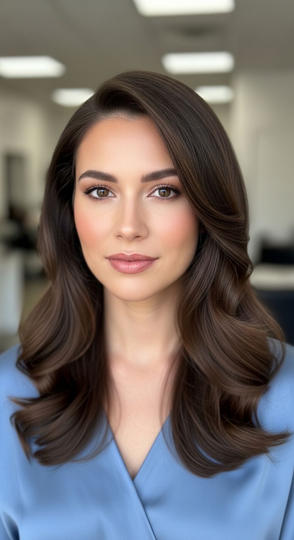 Soft Romantic Waves with Side Part Hairstyle
