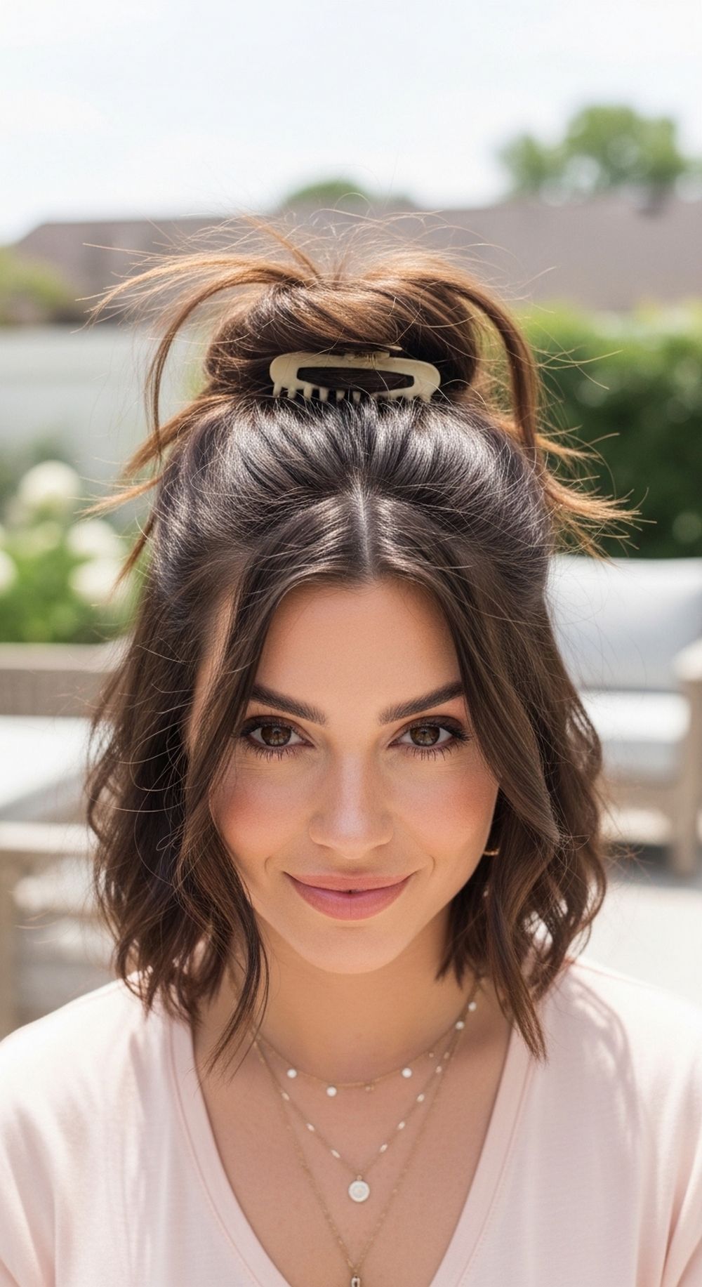 Textured Messy Claw Clip Bob Hairstyle