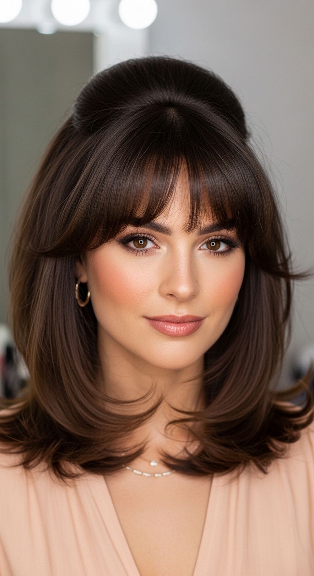 Voluminous Side Swept Bangs Hairstyle