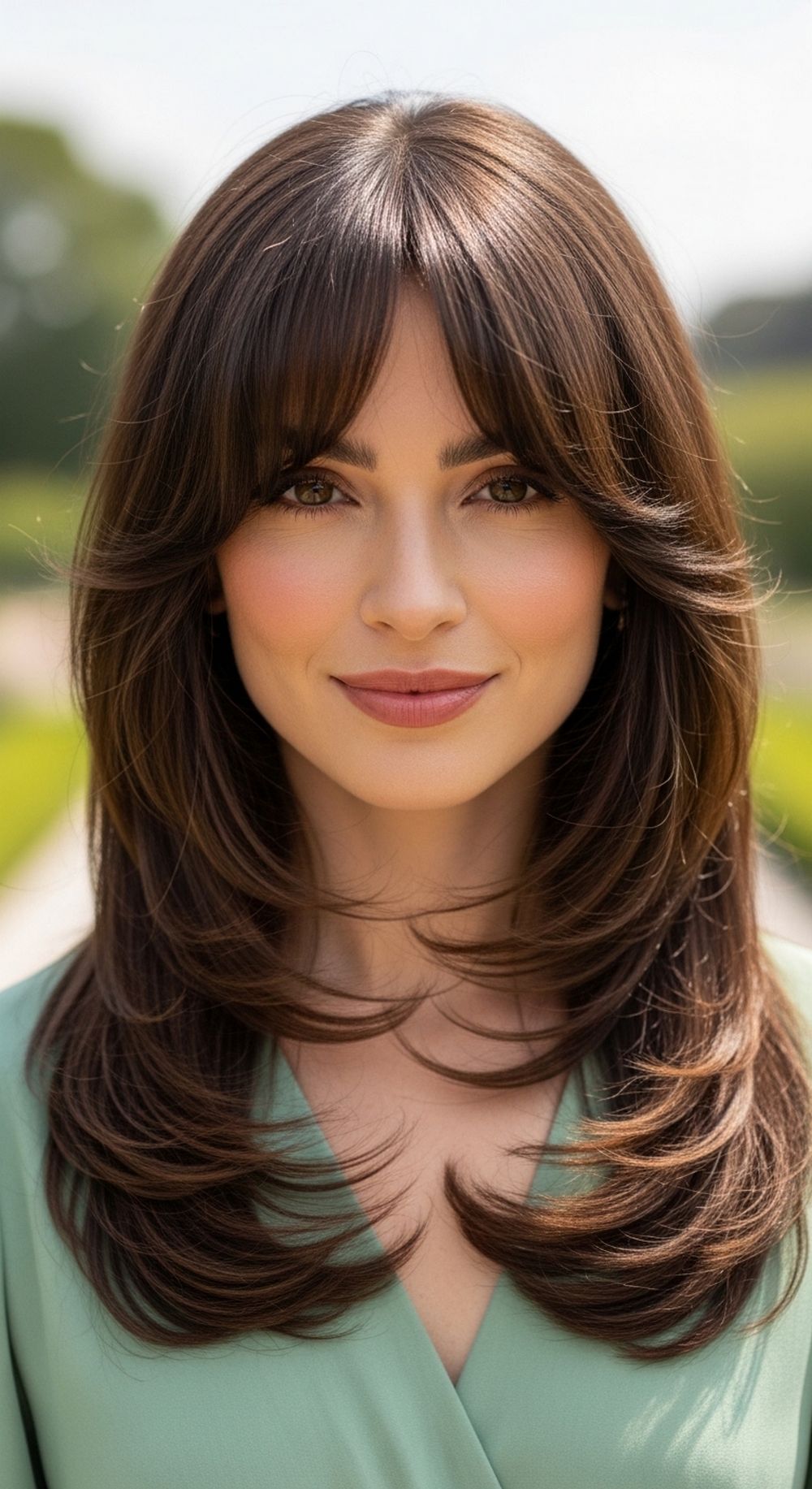 Wispy Bangs with Long Layers Hairstyle