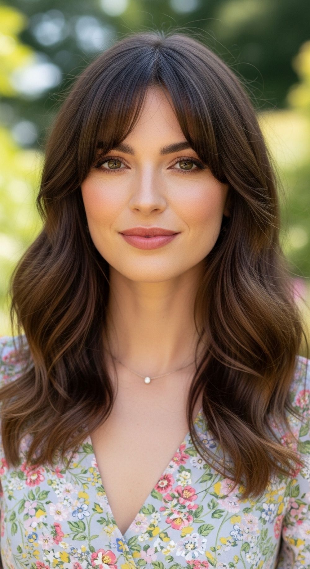 Wispy Side Swept Bangs with Loose Waves Hairstyle
