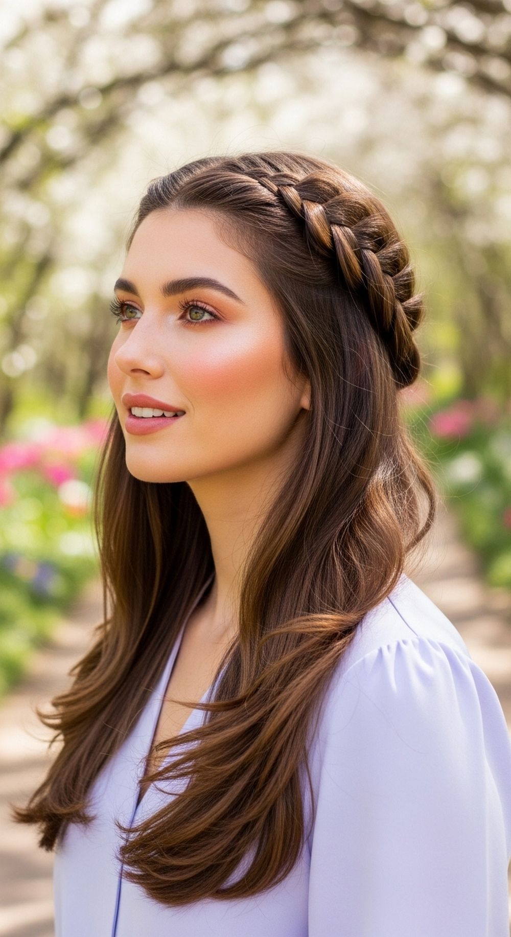 Braided Crown Accent Spring Hairstyle