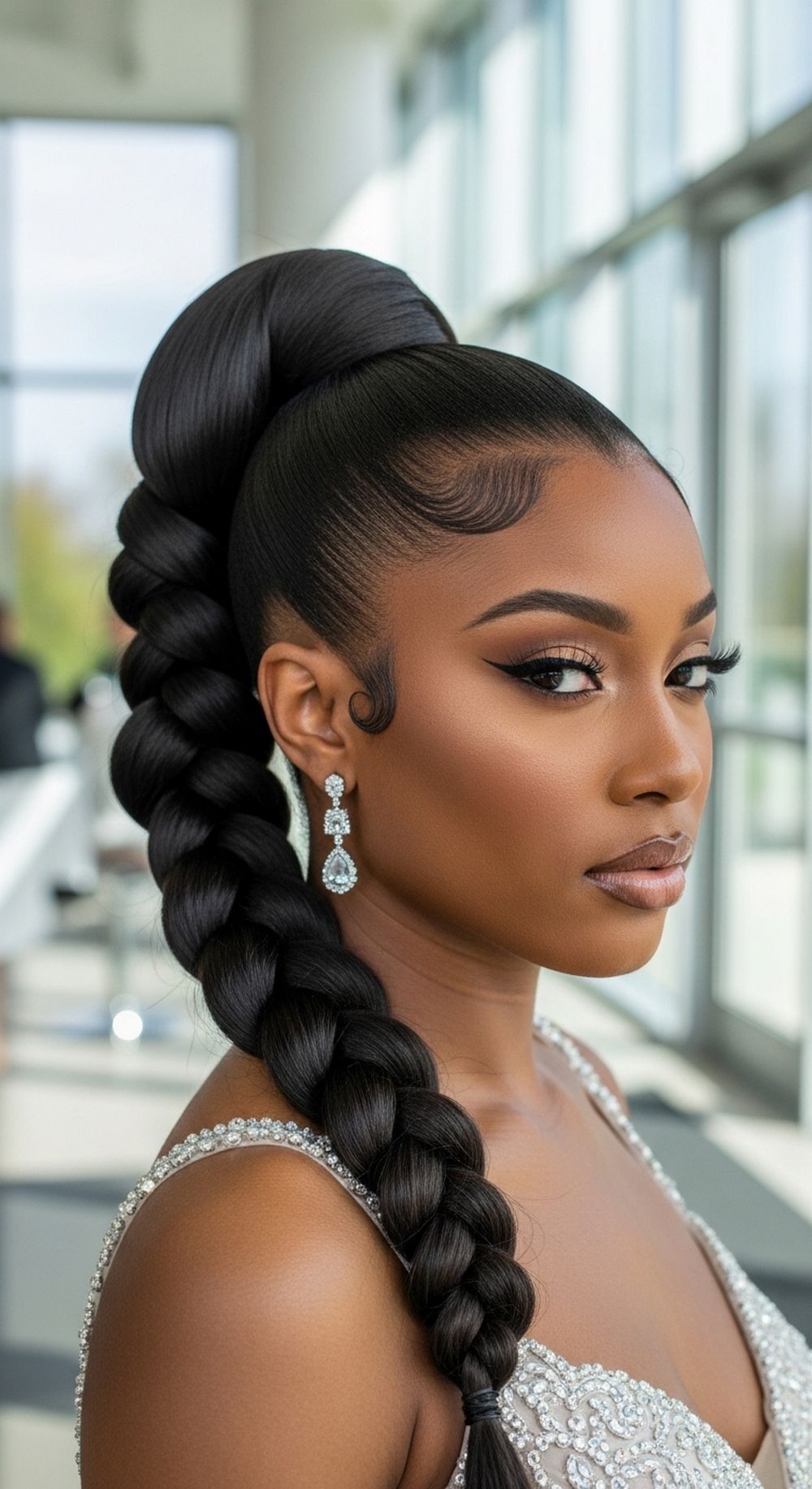 Braided High Ponytail Prom Hairstyle