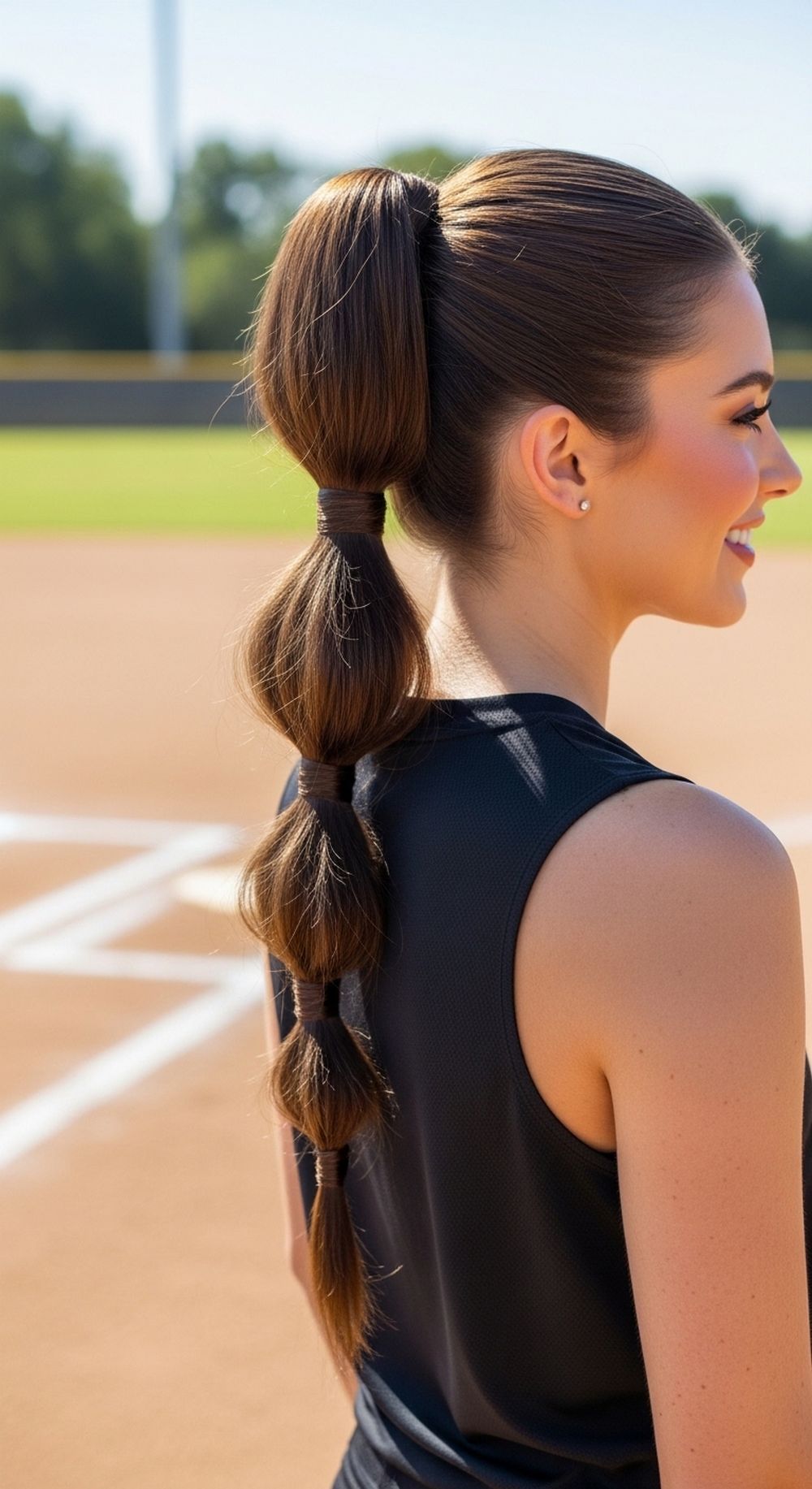 Bubble Ponytail Softball Hairstyle