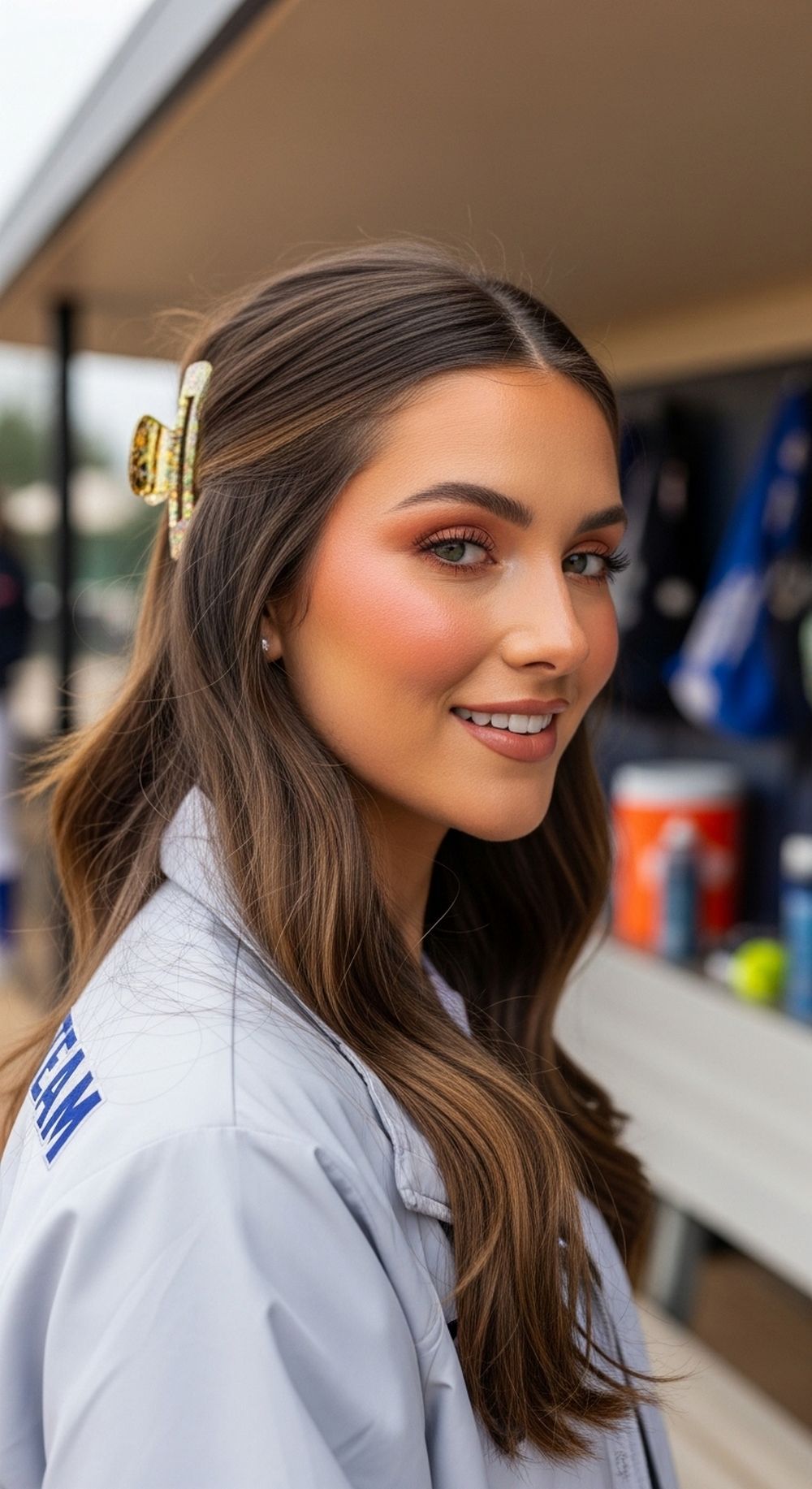 Claw Clip Prep Hairstyle for Pre-Game Softball Hairstyle