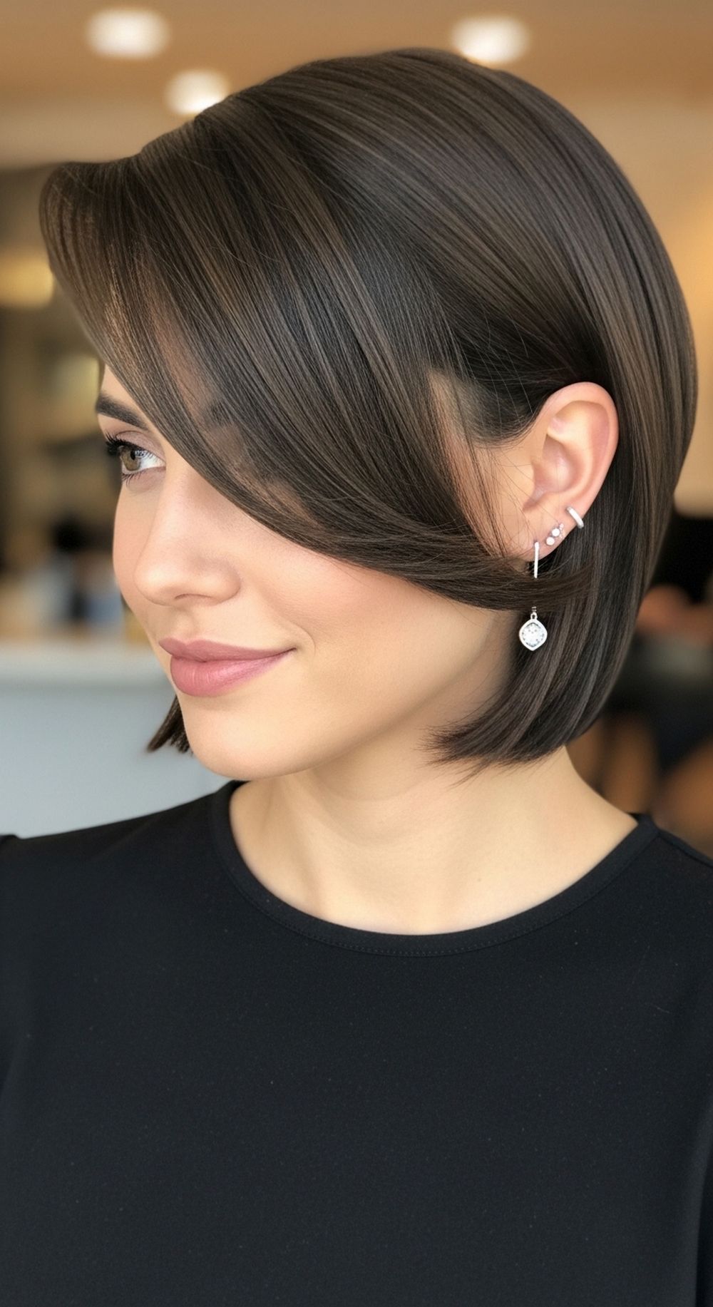 Deep Side Part Bob Hairstyle
