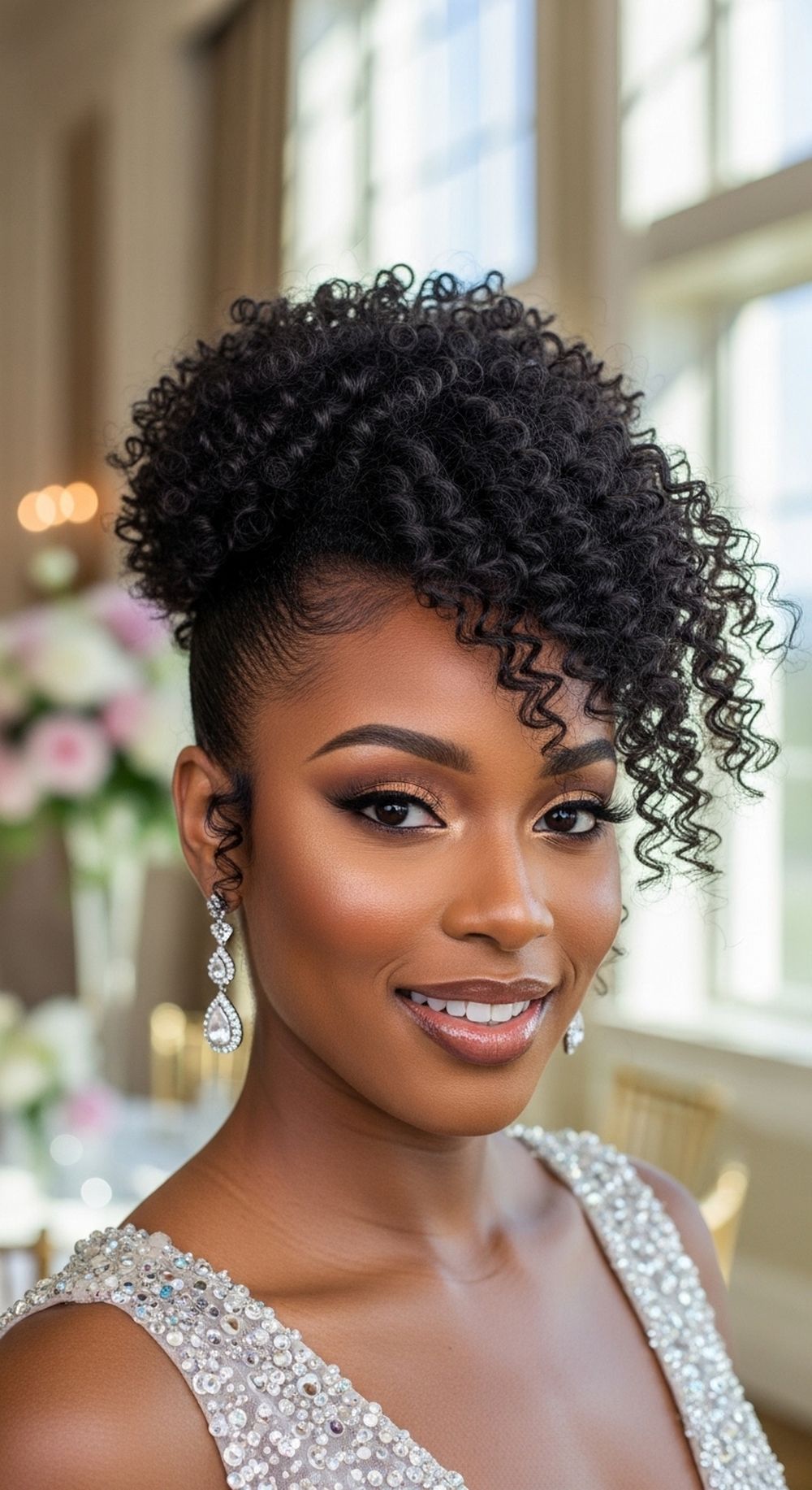 Defined Curly Puff Prom Hairstyle