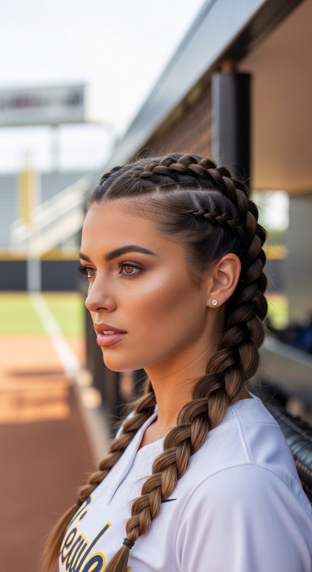 Double Dutch Braids Softball Hairstyle