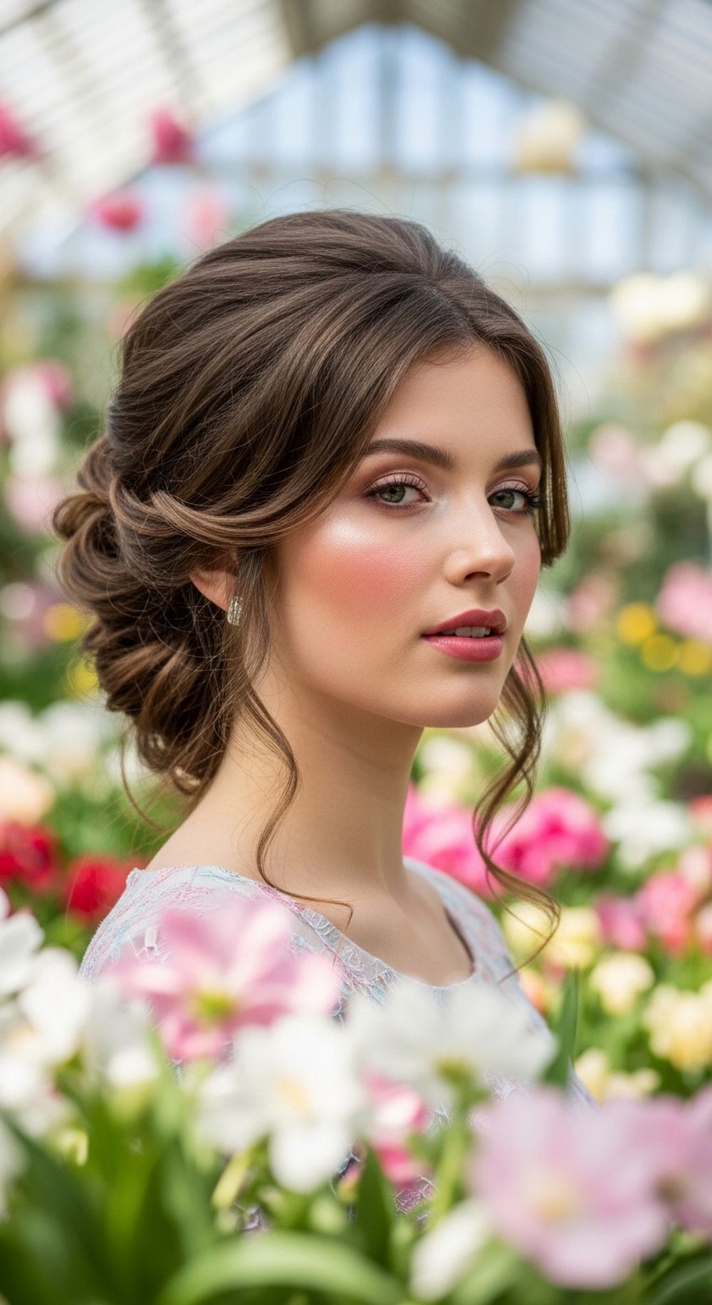 Floral-Inspired Textured Updo Spring Hairstyle