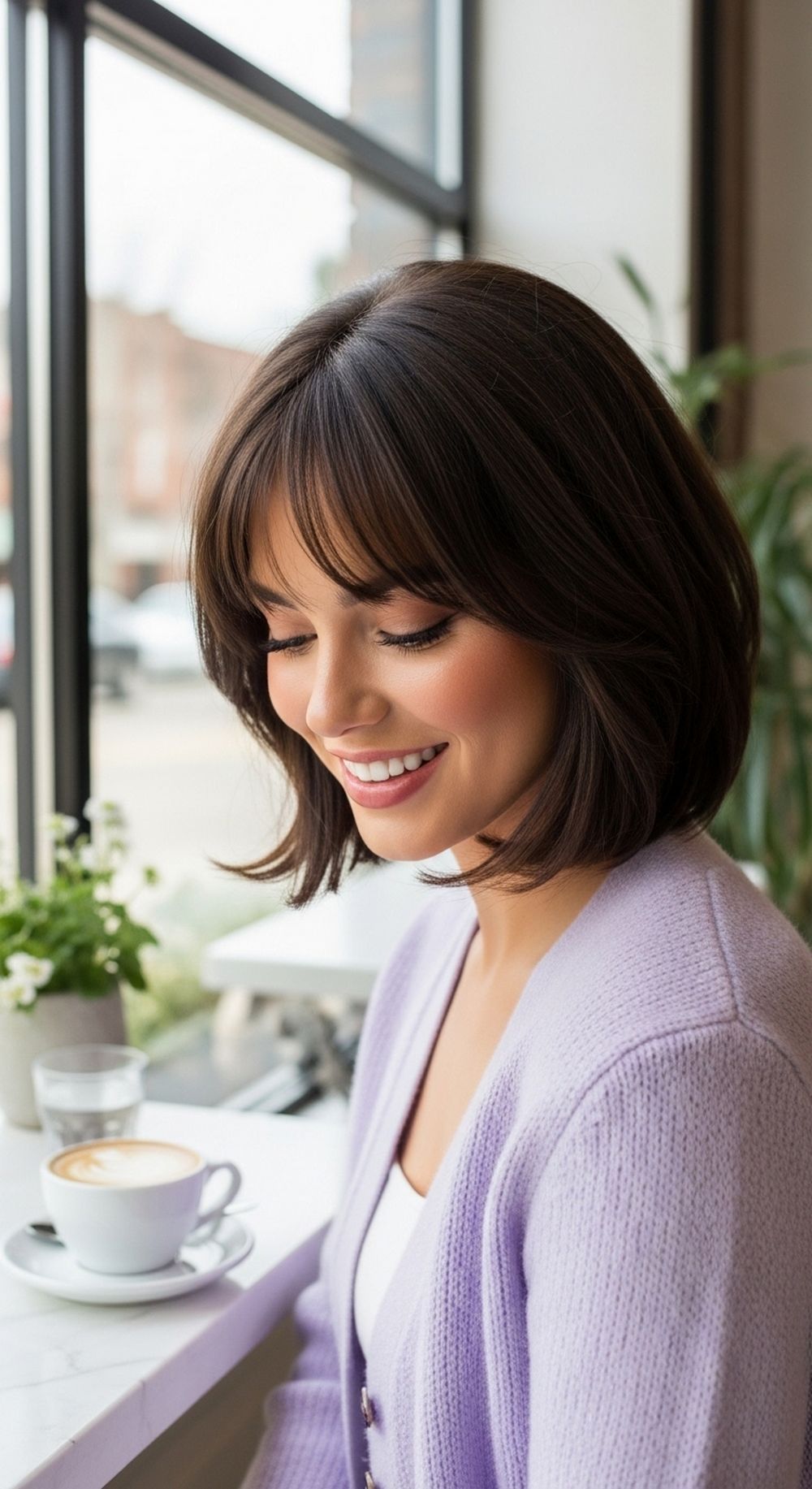 Graduated Bob with Curtain Bangs Hairstyle