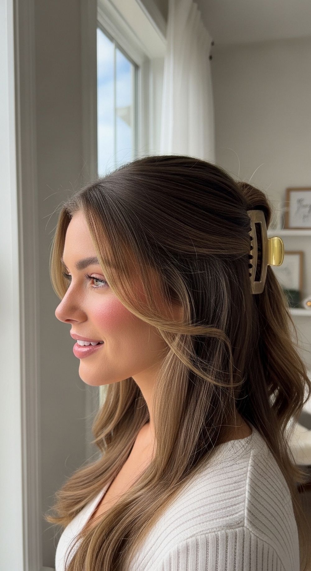 Half-Up Claw Clip Hairstyle