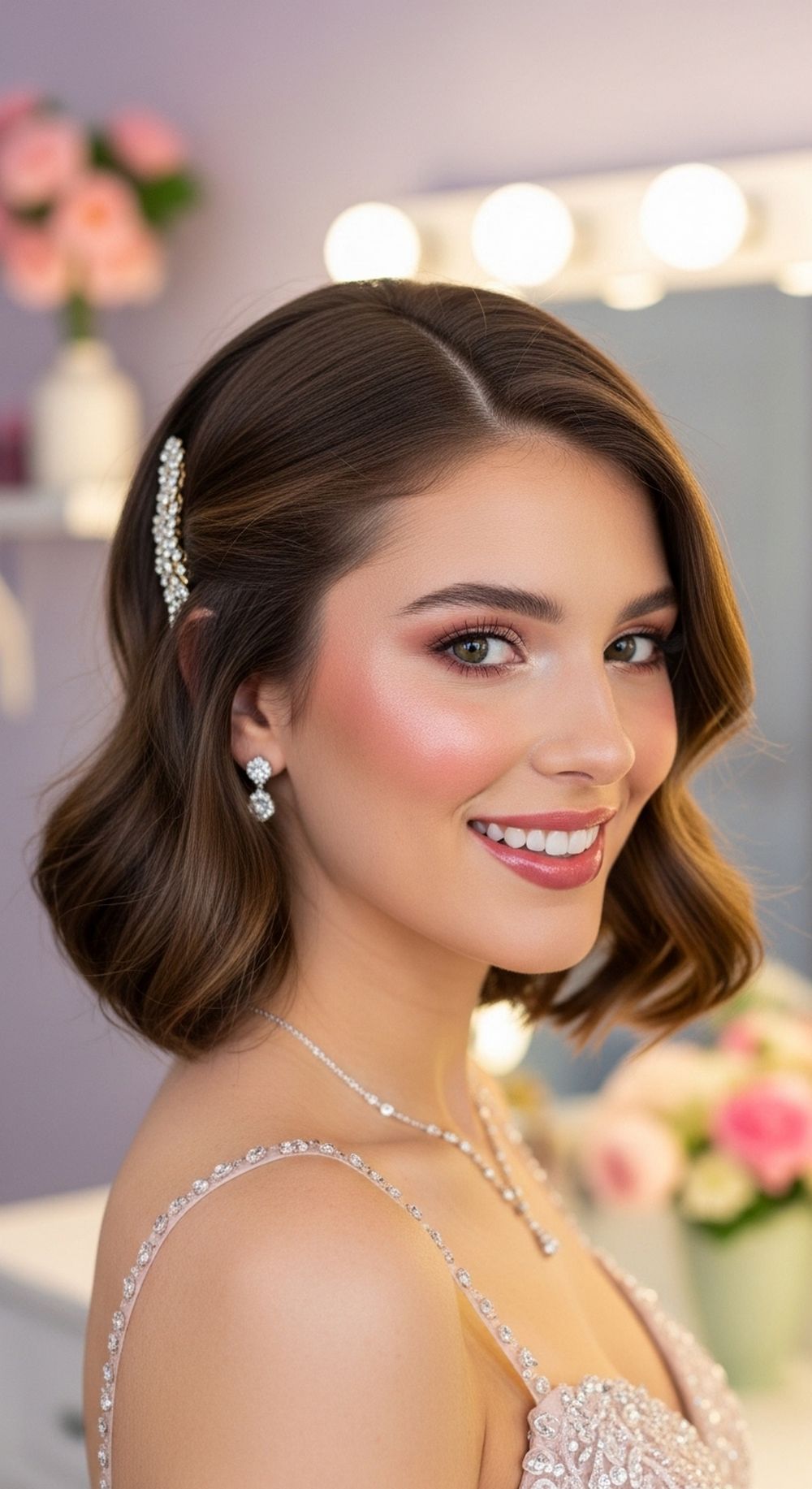 Half-Up Clip Short Prom Hairstyle