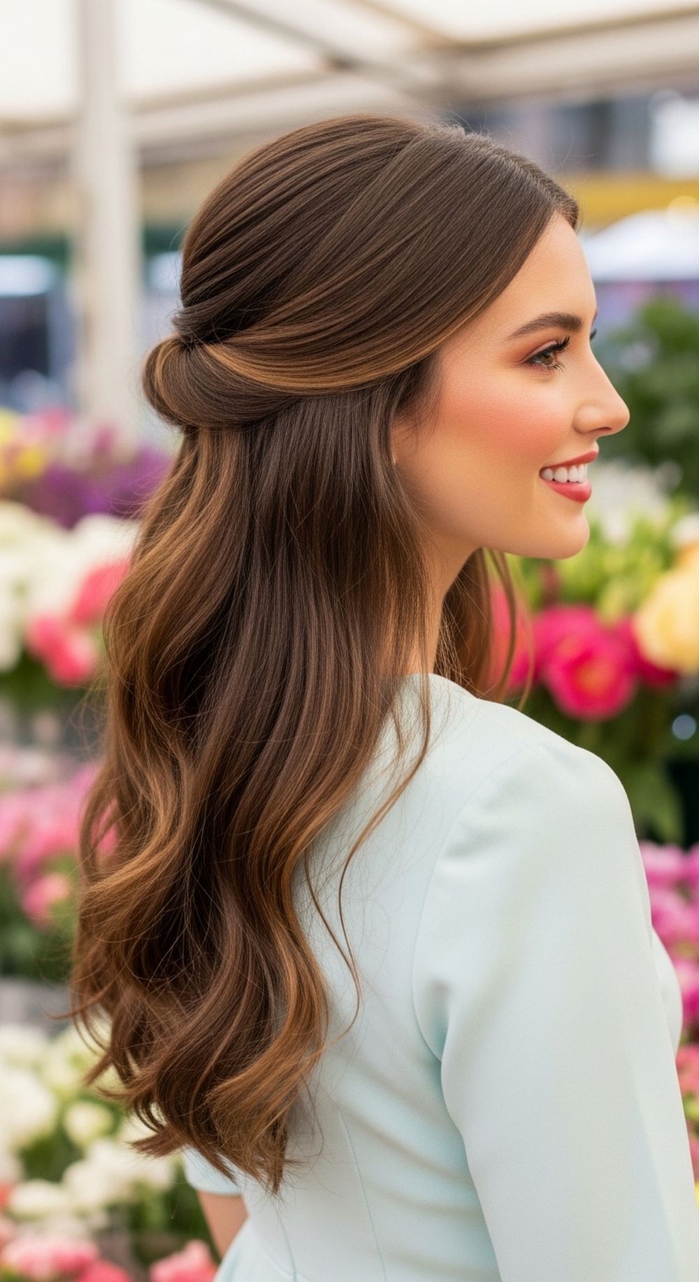 Half-Up Ribbon Twist Spring Hairstyle