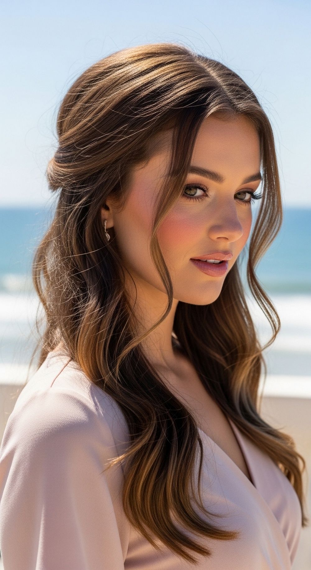 Half-Up Twisted Beach Hairstyle