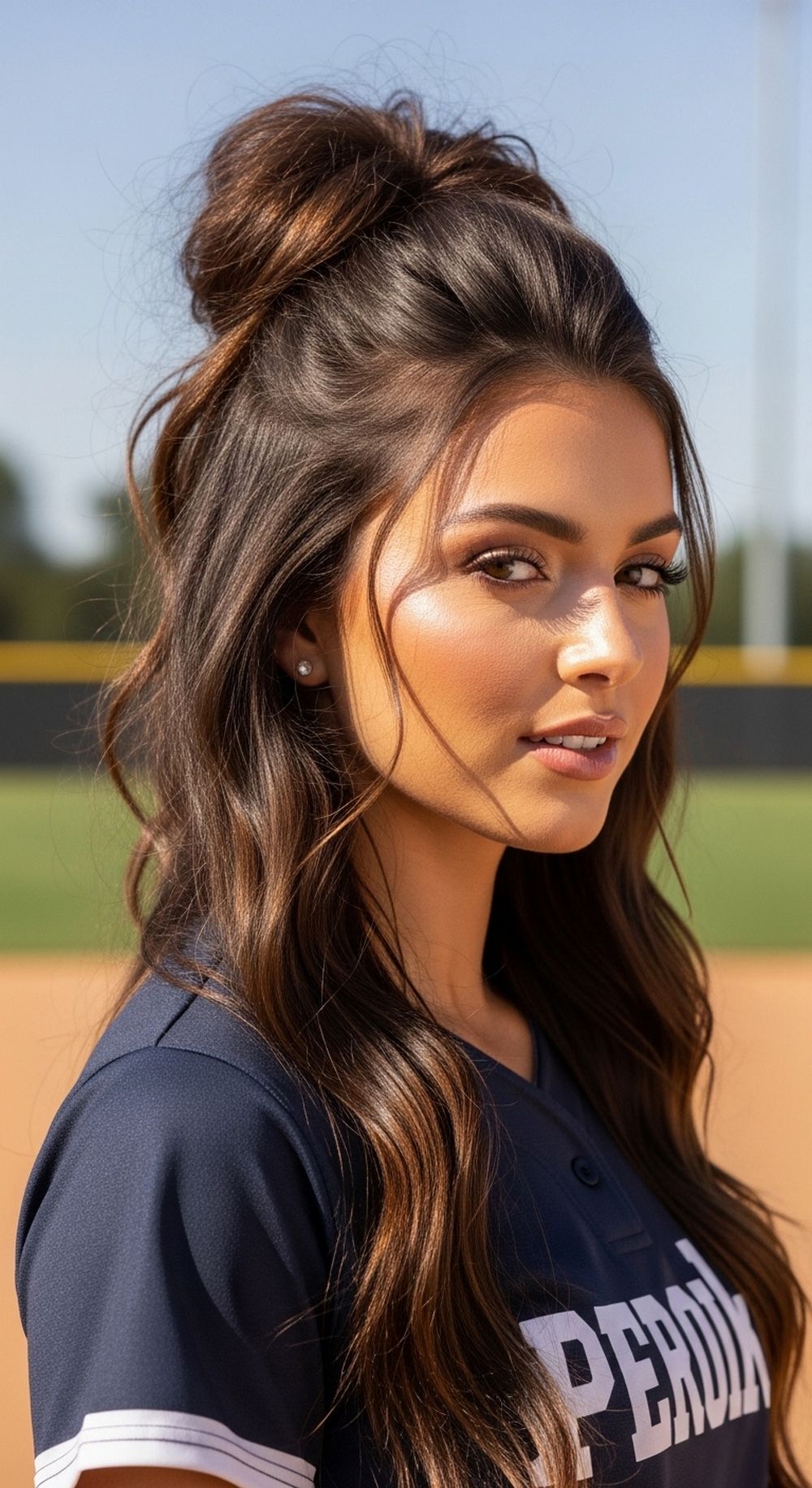 High Puff Softball Hairstyle