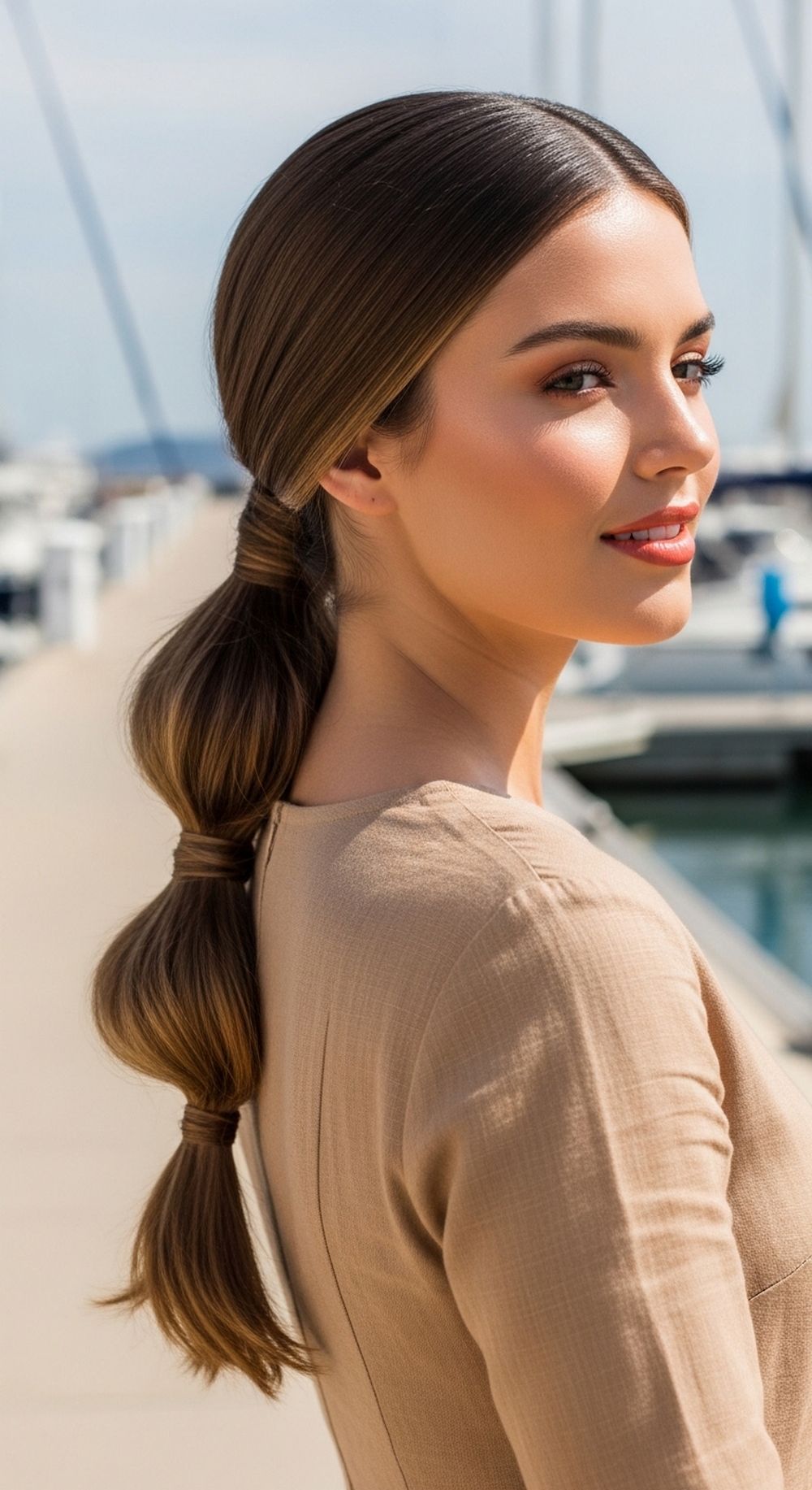 Low Bubble Ponytail Beach Hairstyle