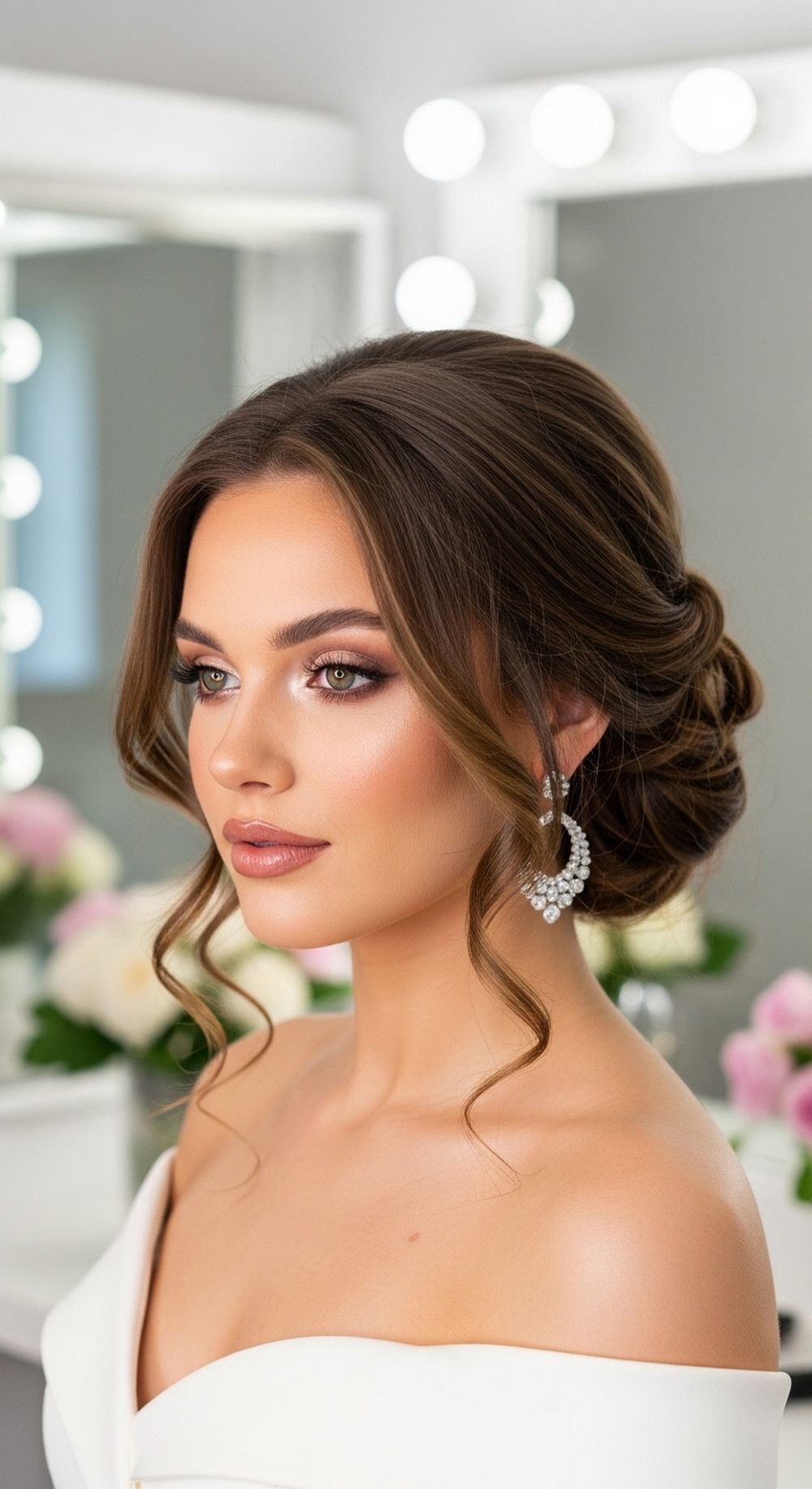 Romantic Low Curly Bun Prom Hairstyle