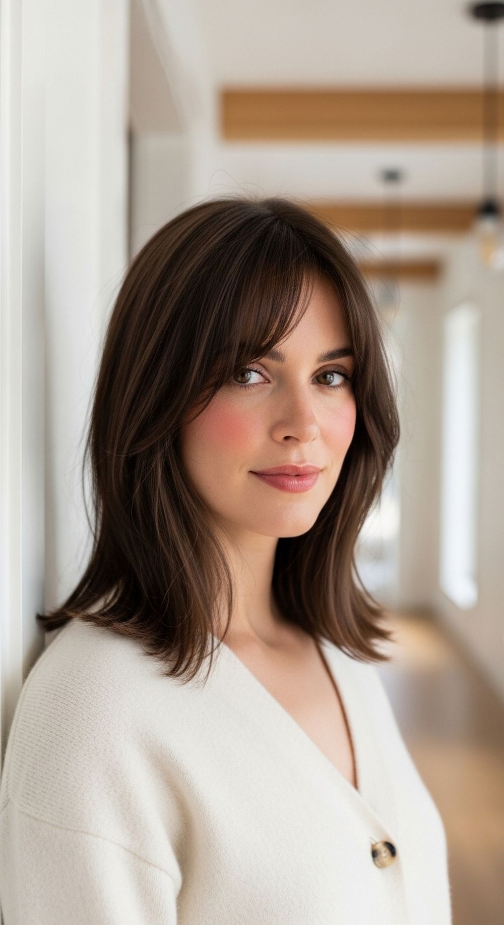 Shoulder-Length Curtain Bangs Hairstyle
