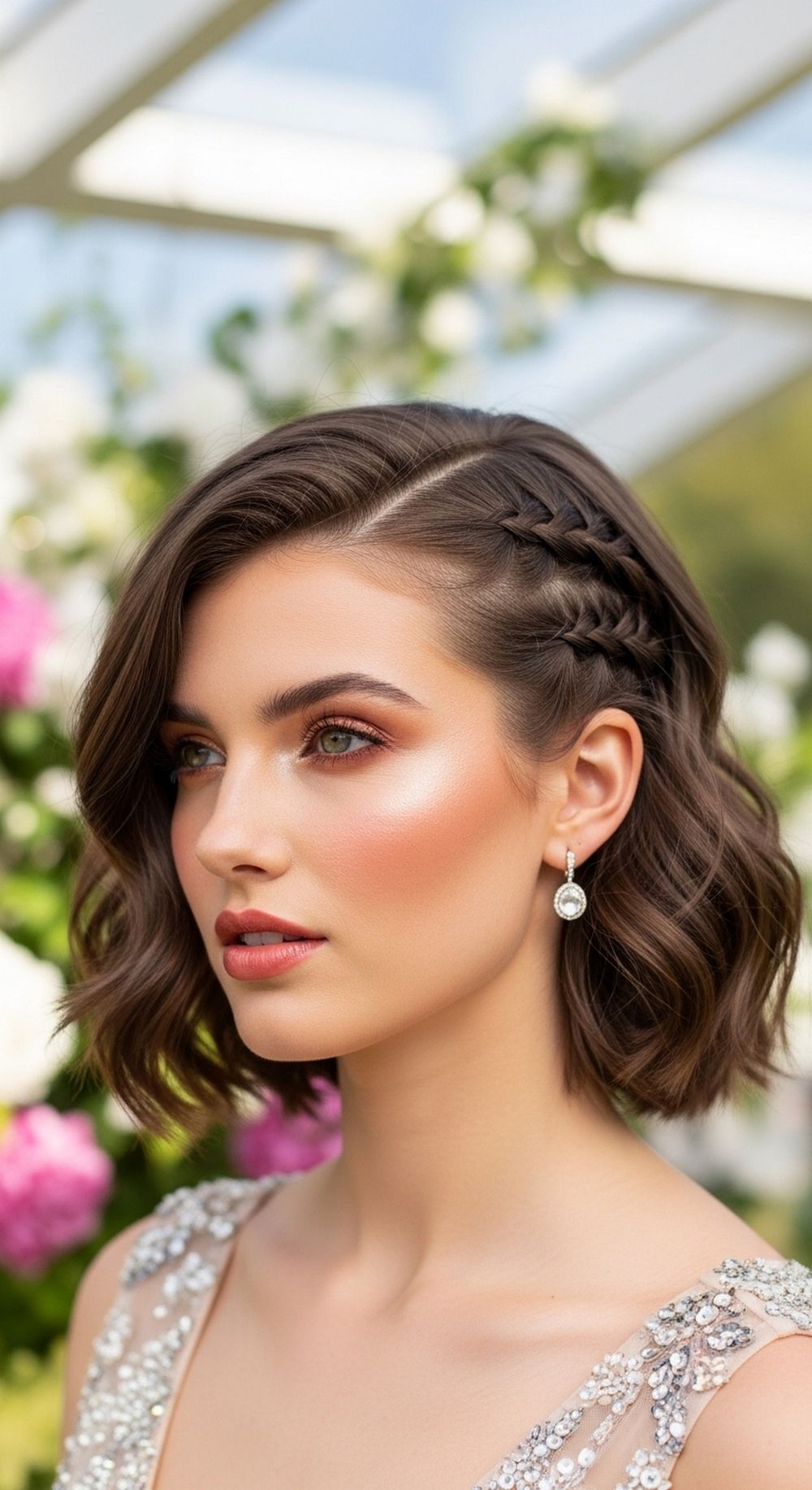 Side Braid Accent Short Prom Hairstyle