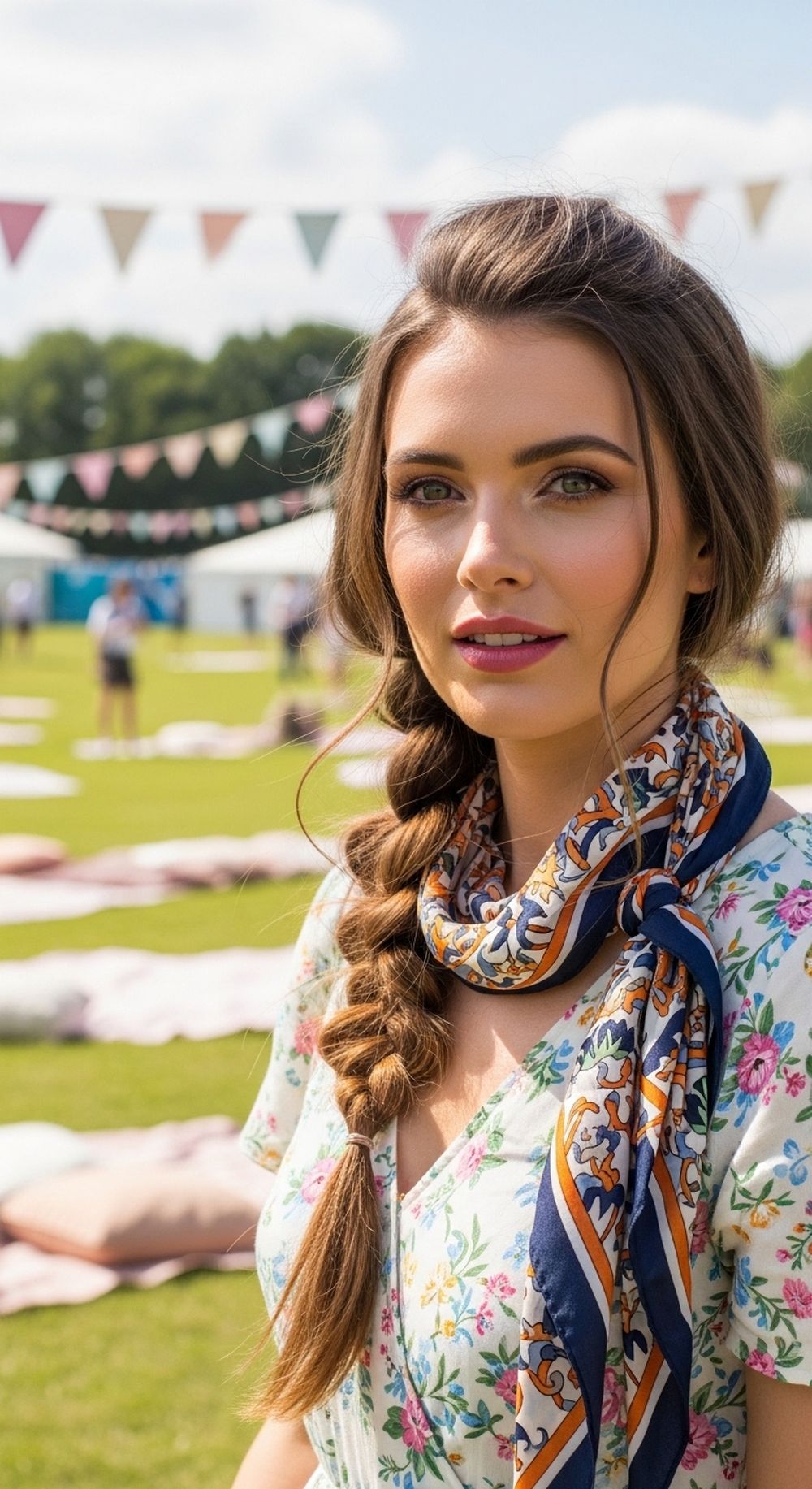 Side Braid with Festival Scarf Hairstyle