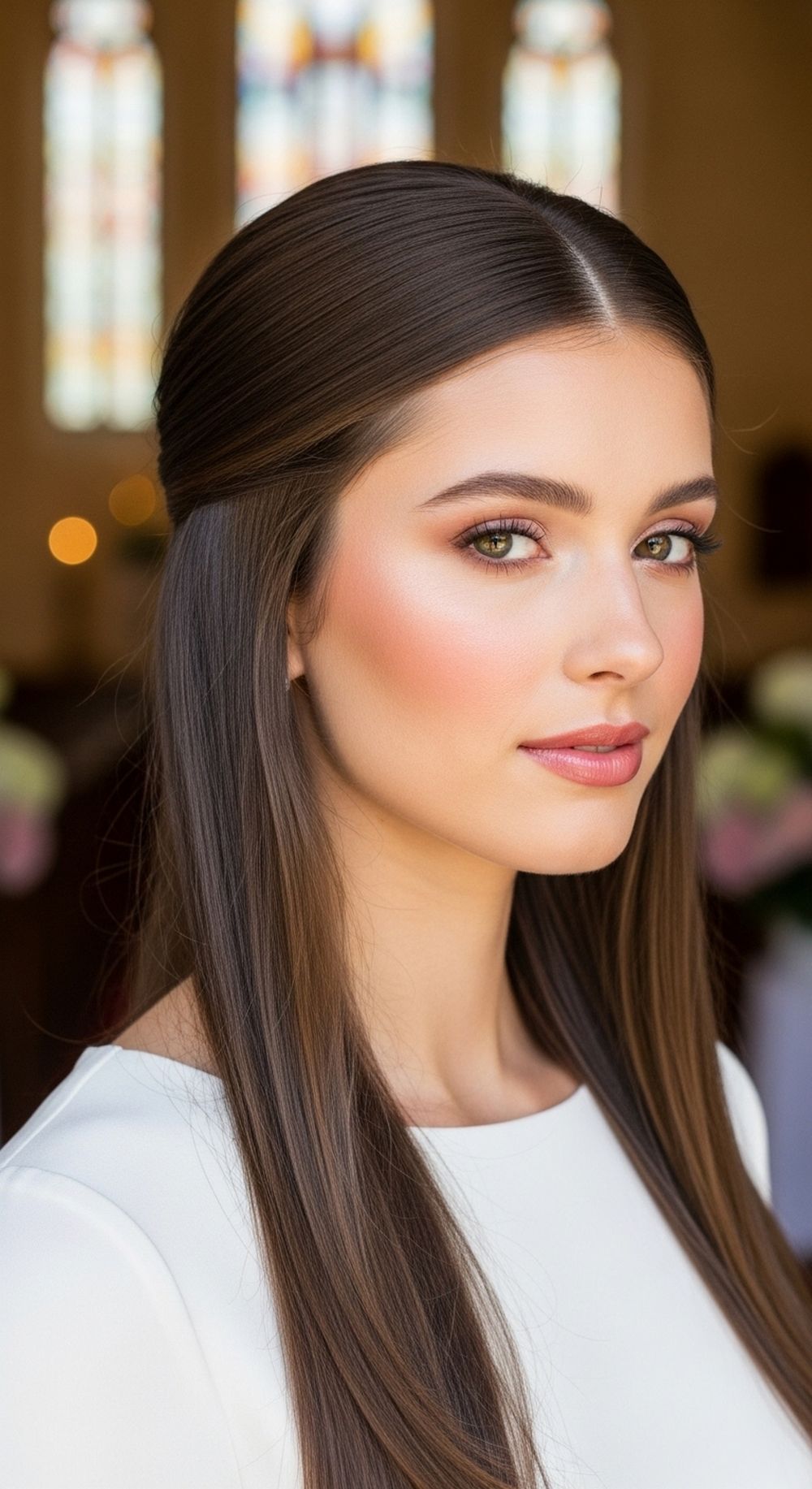 Sleek Low Ponytail Confirmation Hairstyle