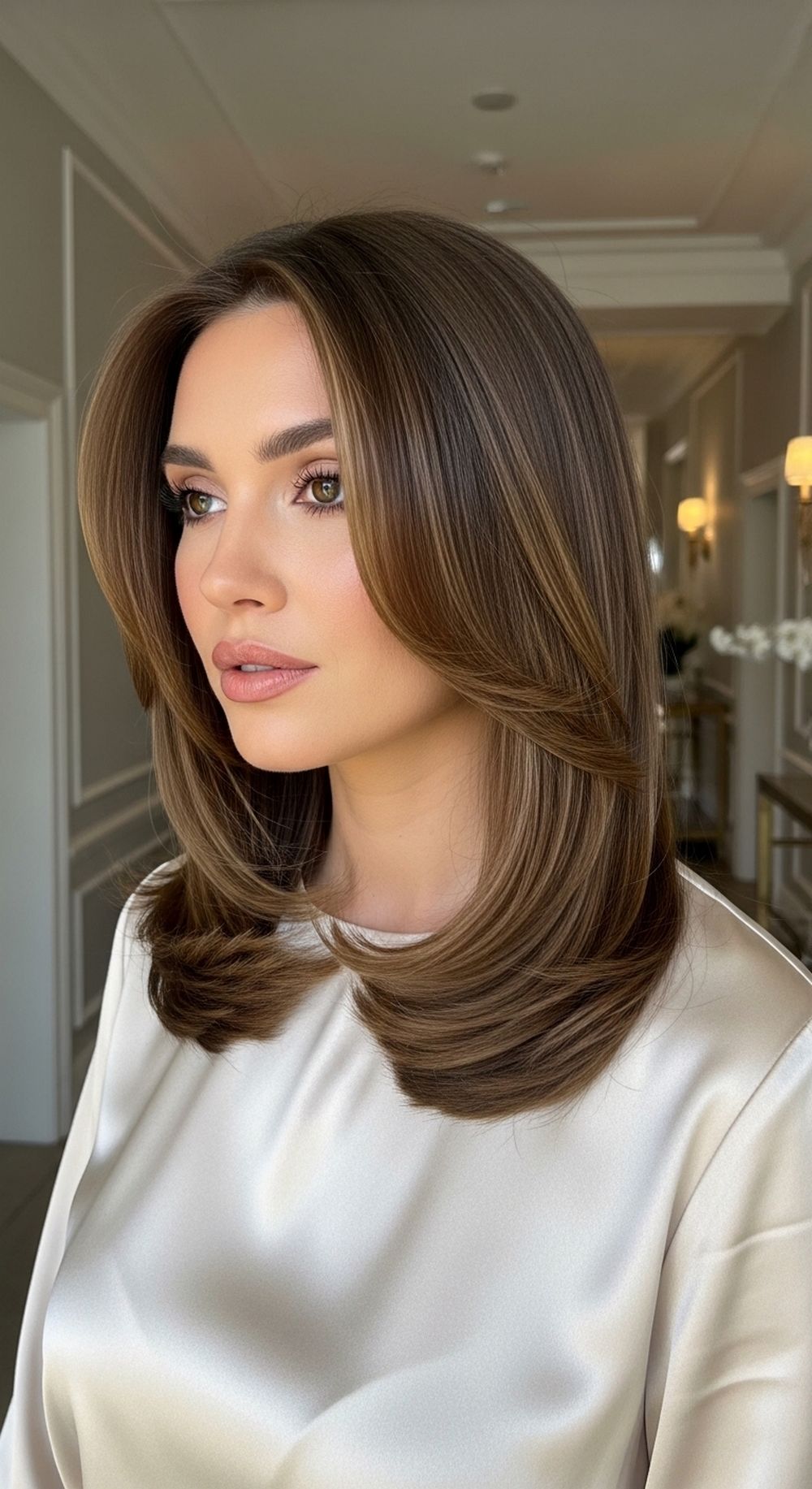 Sleek Mid-Length C Curl Hairstyle